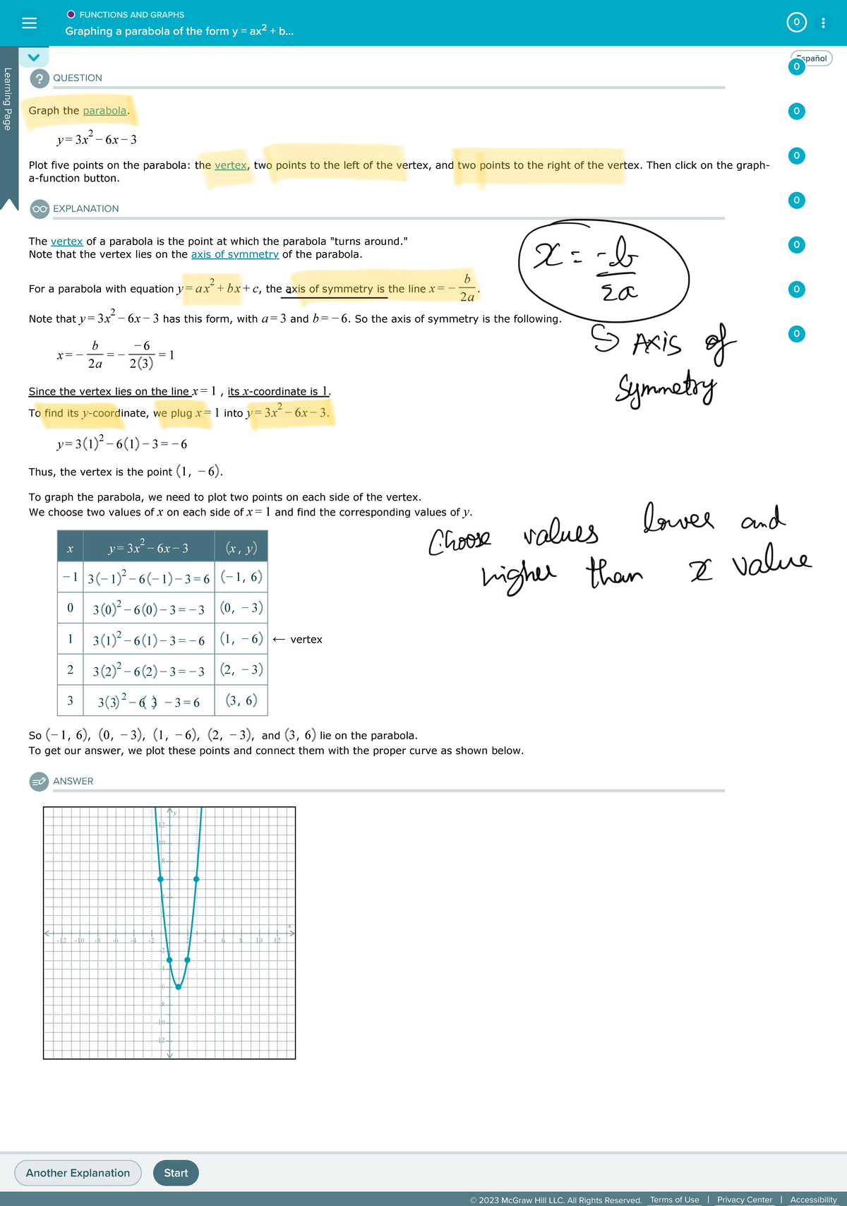 Graphing a parabola form y ax2 + bx + c QUESTION Graph the parabola