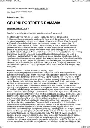 Temat Mladi Goran Korunovic Grupni Portret Damama Of Http Sveske Ba En Print Studocu