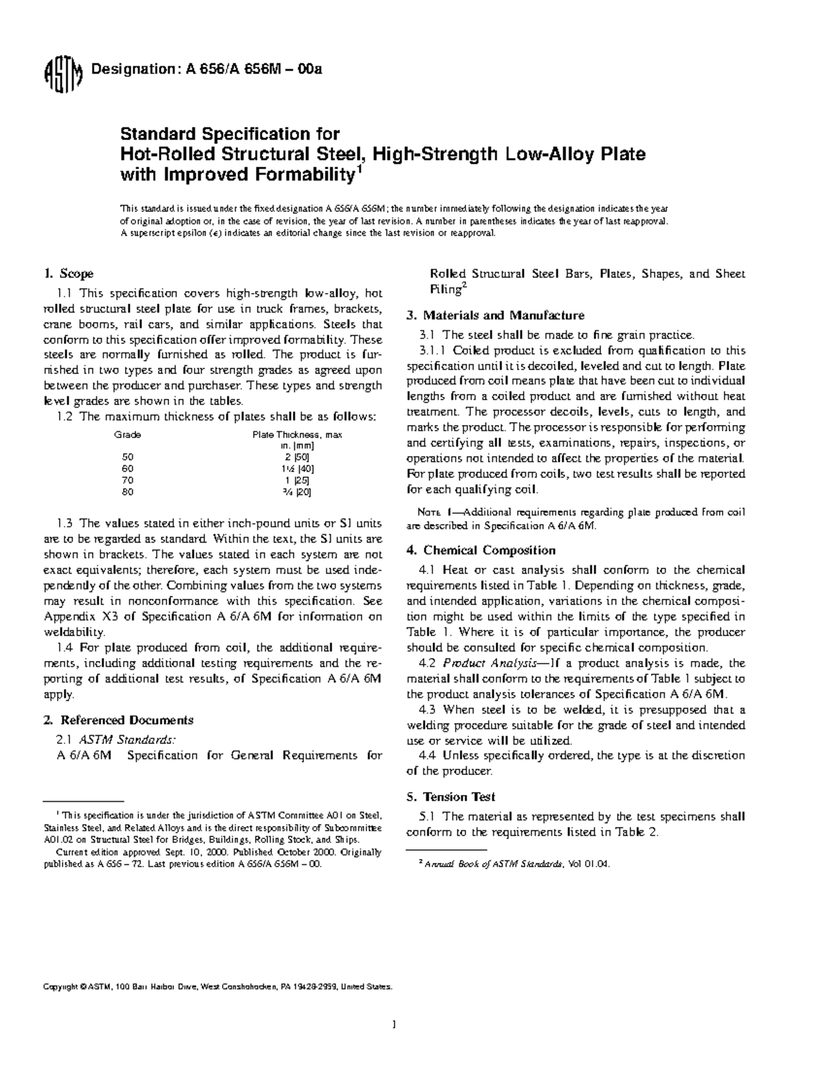 A656 PDF - MT4 - Designation: A 656/A 656M – 00a Standard Specification ...