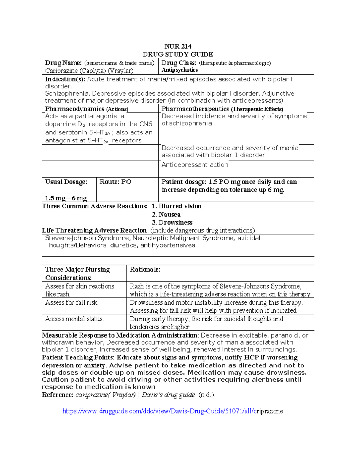 cariprazine-med-card-nur-214-drug-study-guide-drug-name-generic