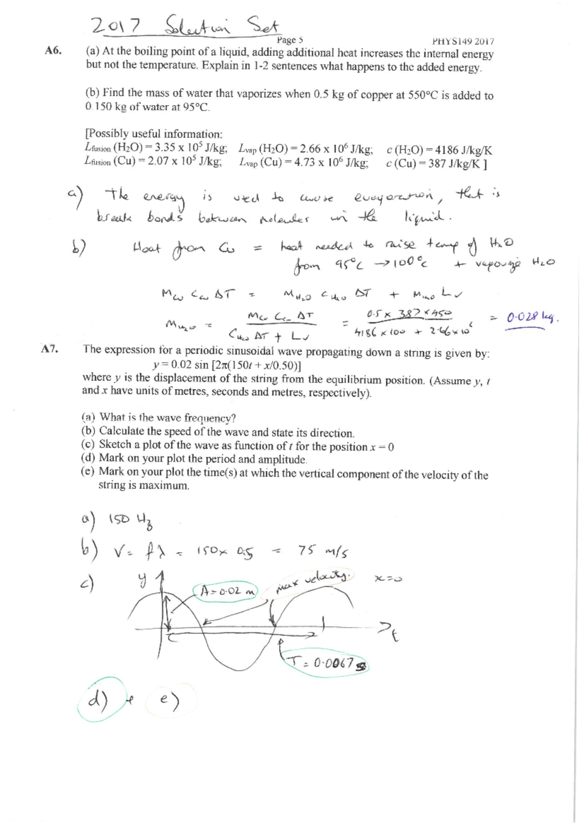 Final solutions 2017 - Past Paper - PHYS - Studocu