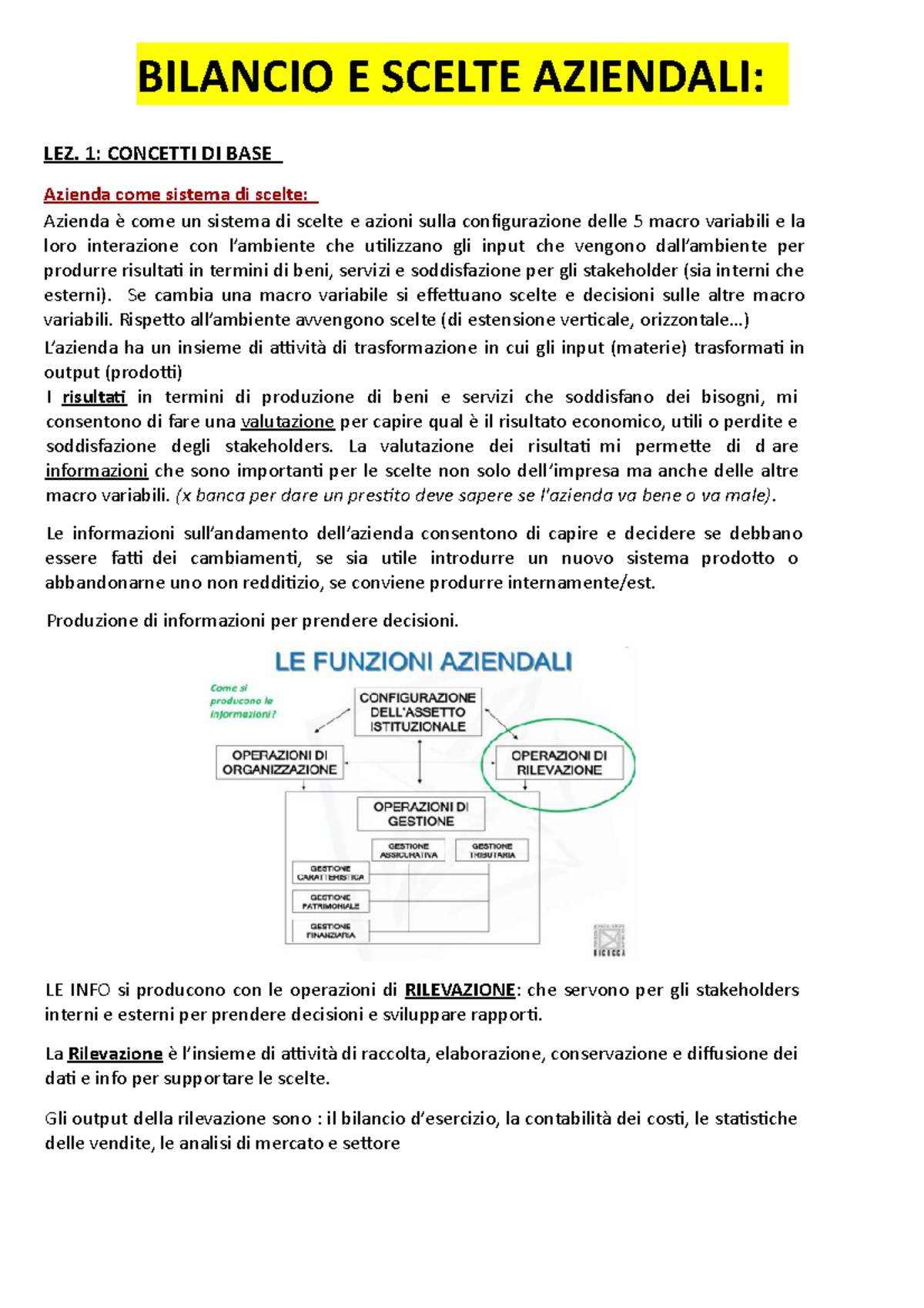 Lezioni Di Bilancio - BILANCIO E SCELTE AZIENDALI: LEZ. 1: CONCETTI DI ...