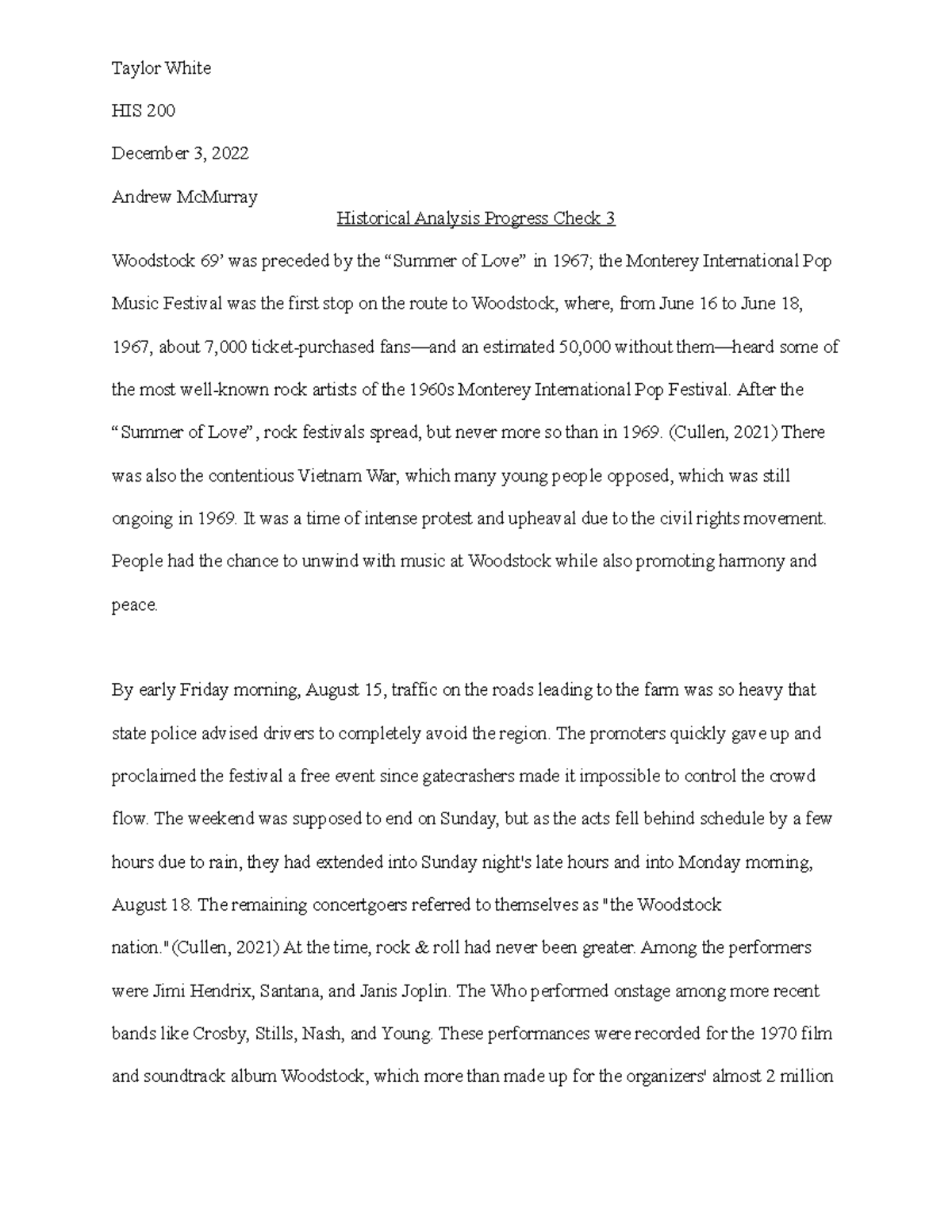 7-3 Historical Analysis Essay Progress Check 3 - HIS 200 December 3 ...