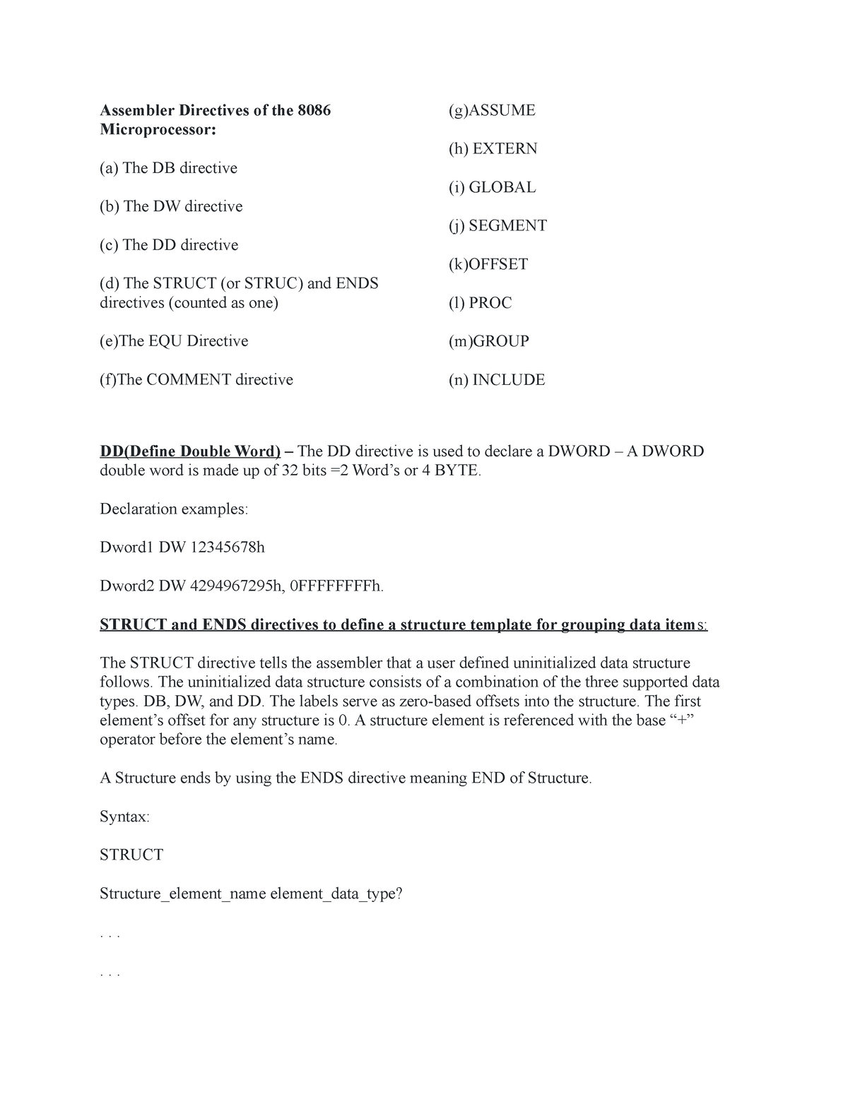 8086-note-assembler-directives-of-the-8086-microprocessor-a-the-db