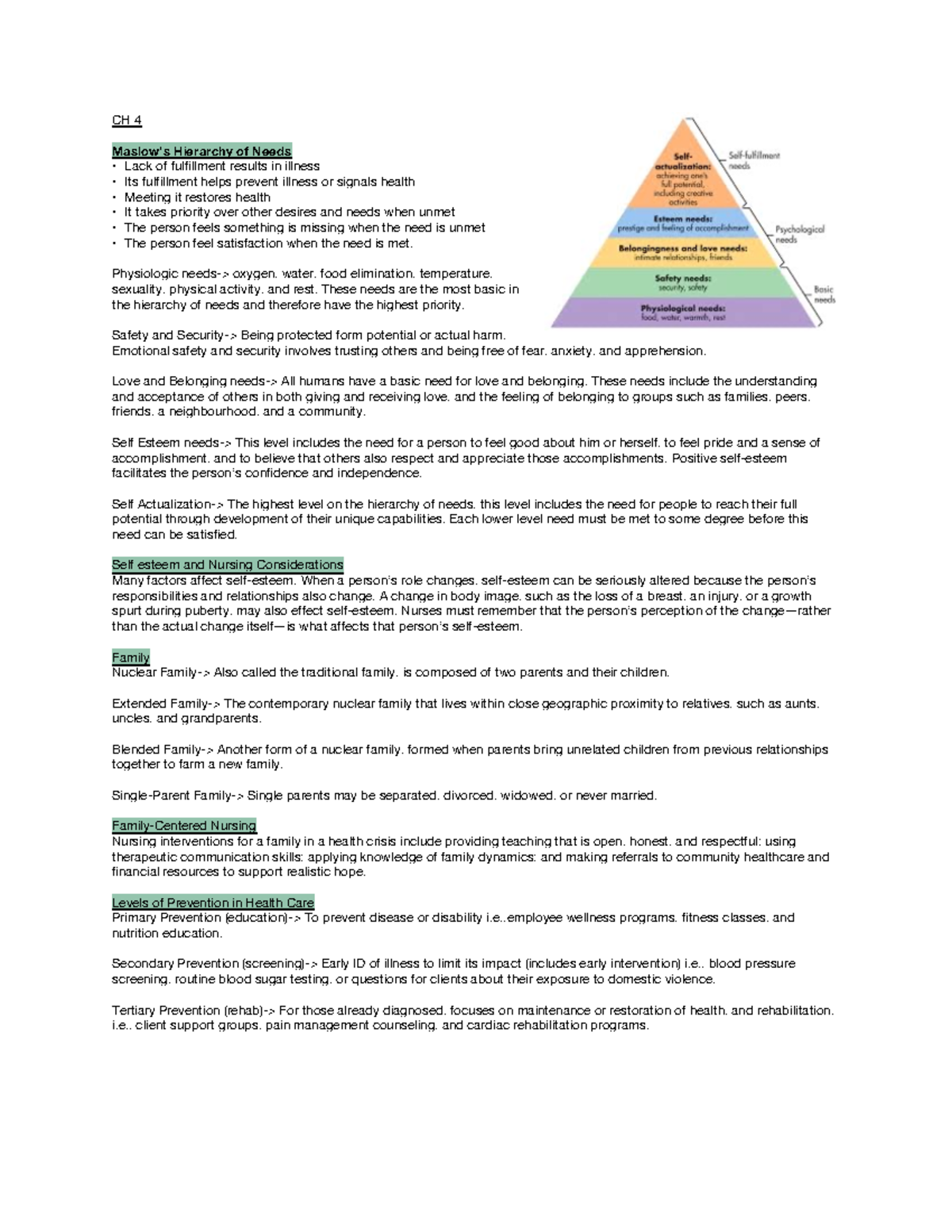 CM Study Guide 1st Exam - CH 4 Maslow’s Hierarchy of Needs Lack of ...