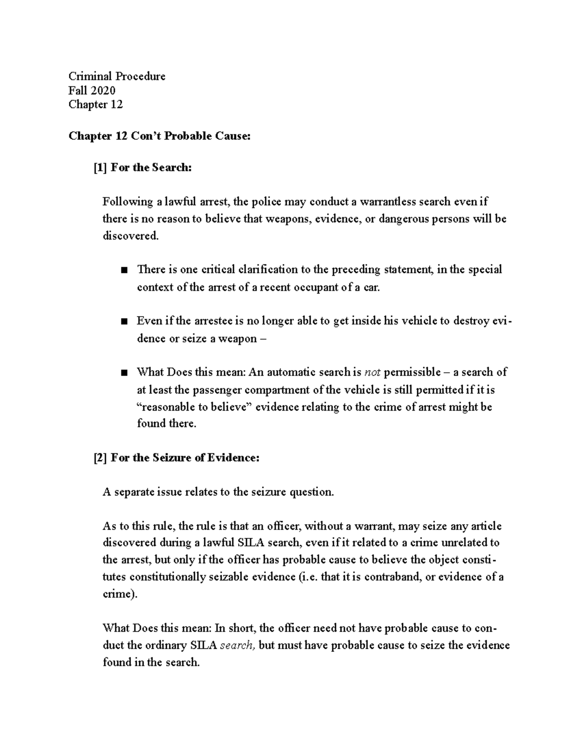 Probable Cause Notes - Criminal Procedure Fall 2020 Chapter 12 Chapter ...