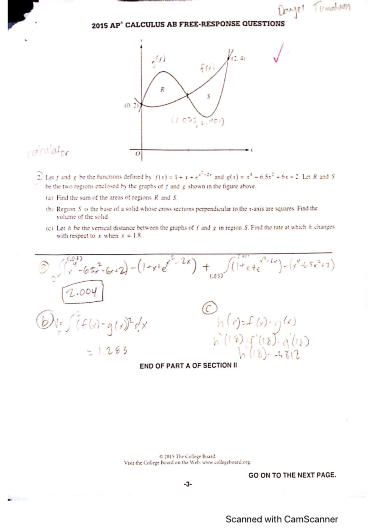 AP CALCULUS AB FRQ Studocu