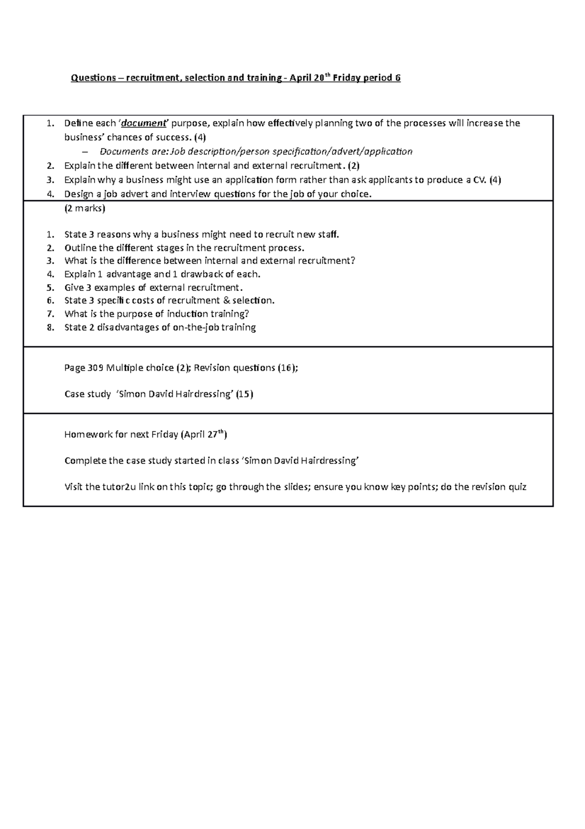 Recruitment questions April 20 Friday - Questions – recruitment ...