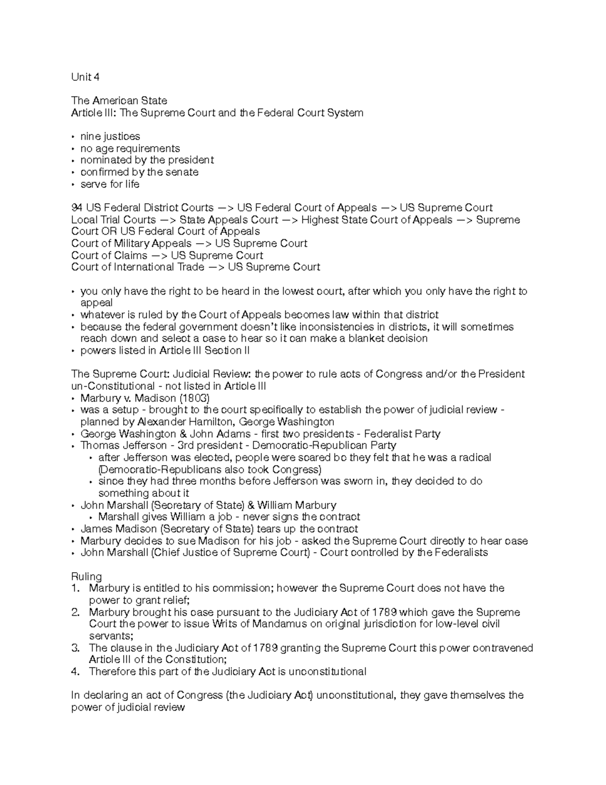 Unit 4 US Gov't Notes - Dr. Kirshner - Unit 4 The American State ...