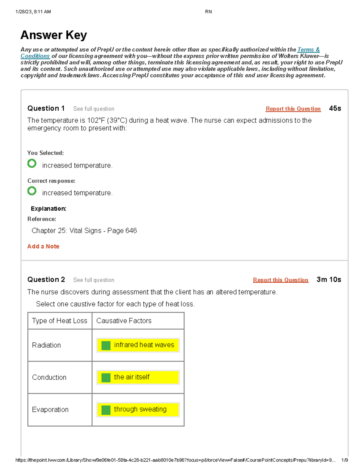 Thermoregulation ML3 Remediation prep u Report this Question 45s