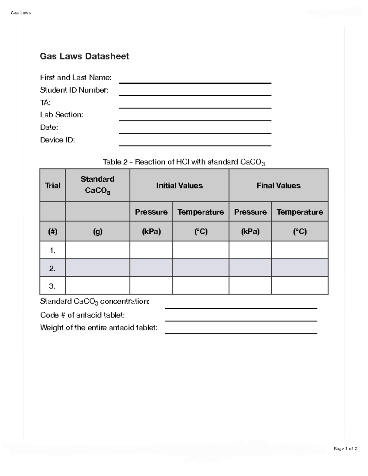 Gas Laws 1 - Lab Datasheet - Gas Laws 2022-03-05, 1:17 PM - Studocu