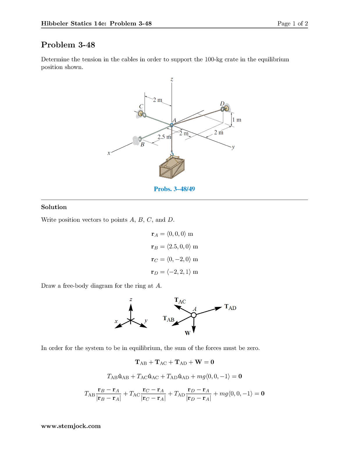 Hibbeler S 14e Ch3p48 - Bsjsjajajaj - Hibbeler Statics 14e: Problem 3 ...