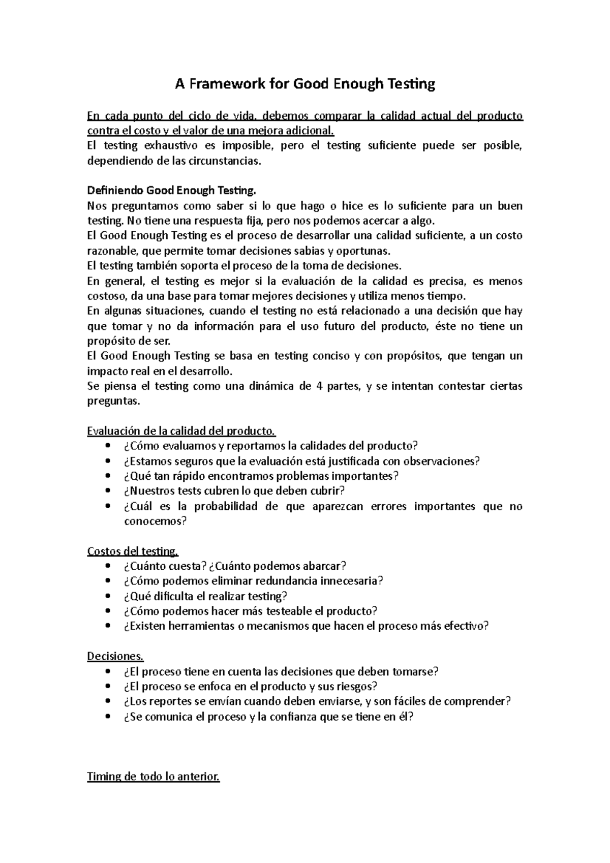 A Framework for Good Enough Testing - El testing exhaustivo es ...