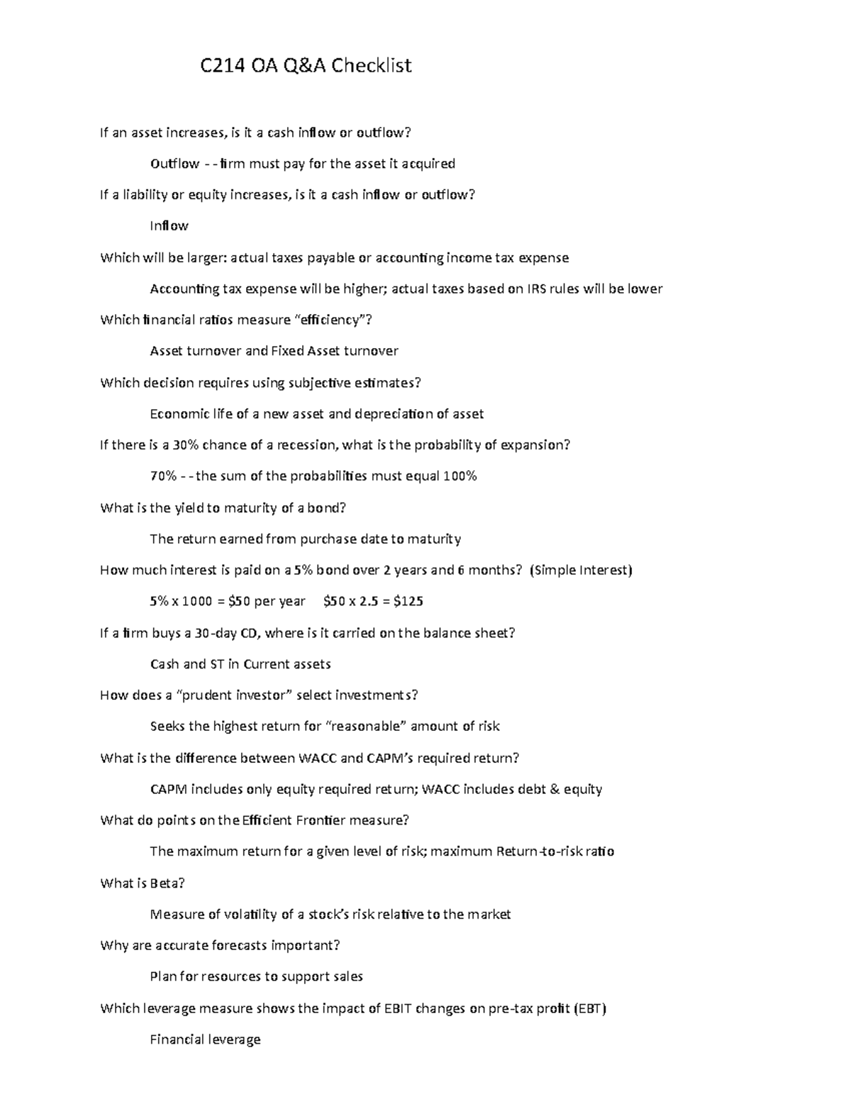 C214 OA Q&A Checklist VK - C214 OA Q&A Checklist If an asset increases ...