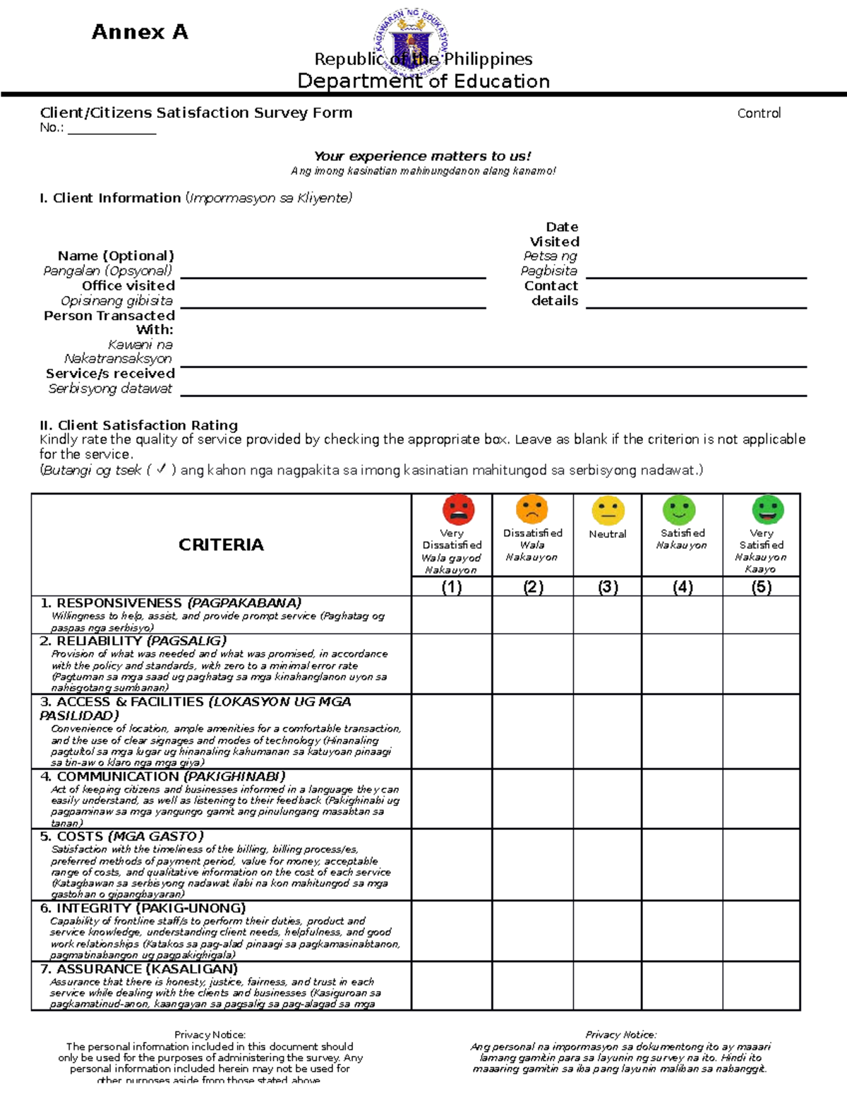 Annex A CCSS Form Revised Bisaya - Republic of the Philippines ...