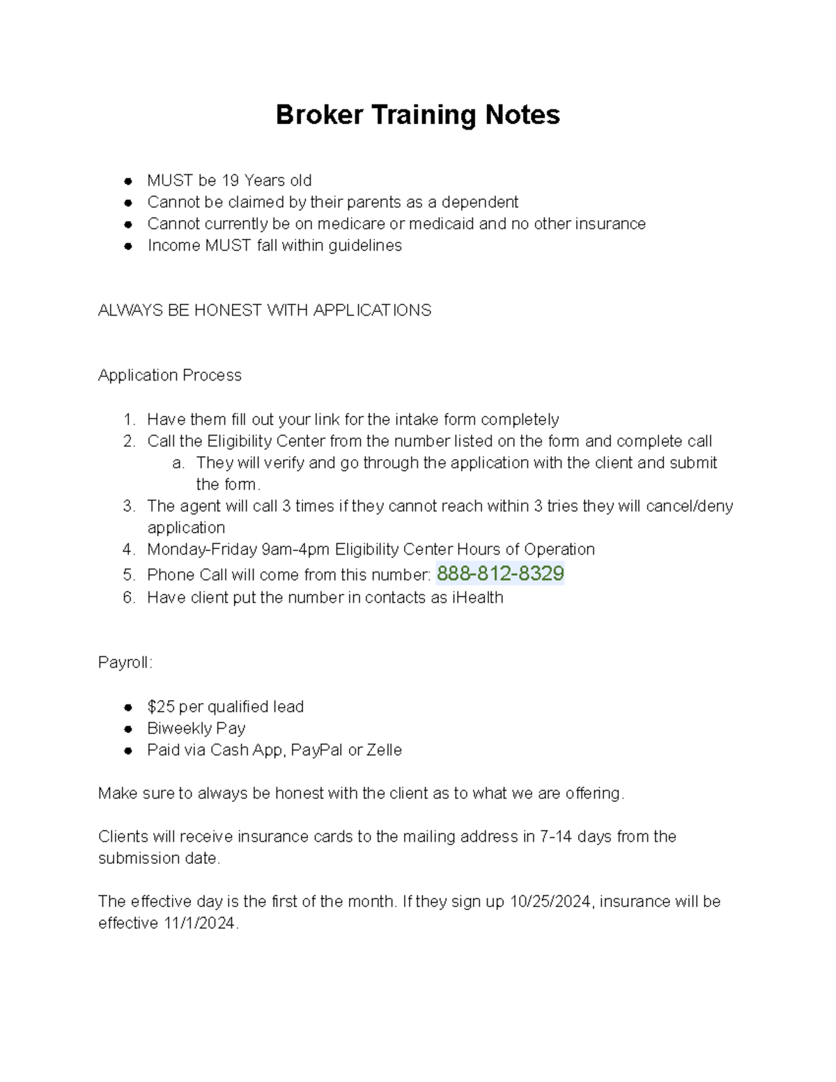 Broker Training Notes - Have them fill out your link for the intake ...