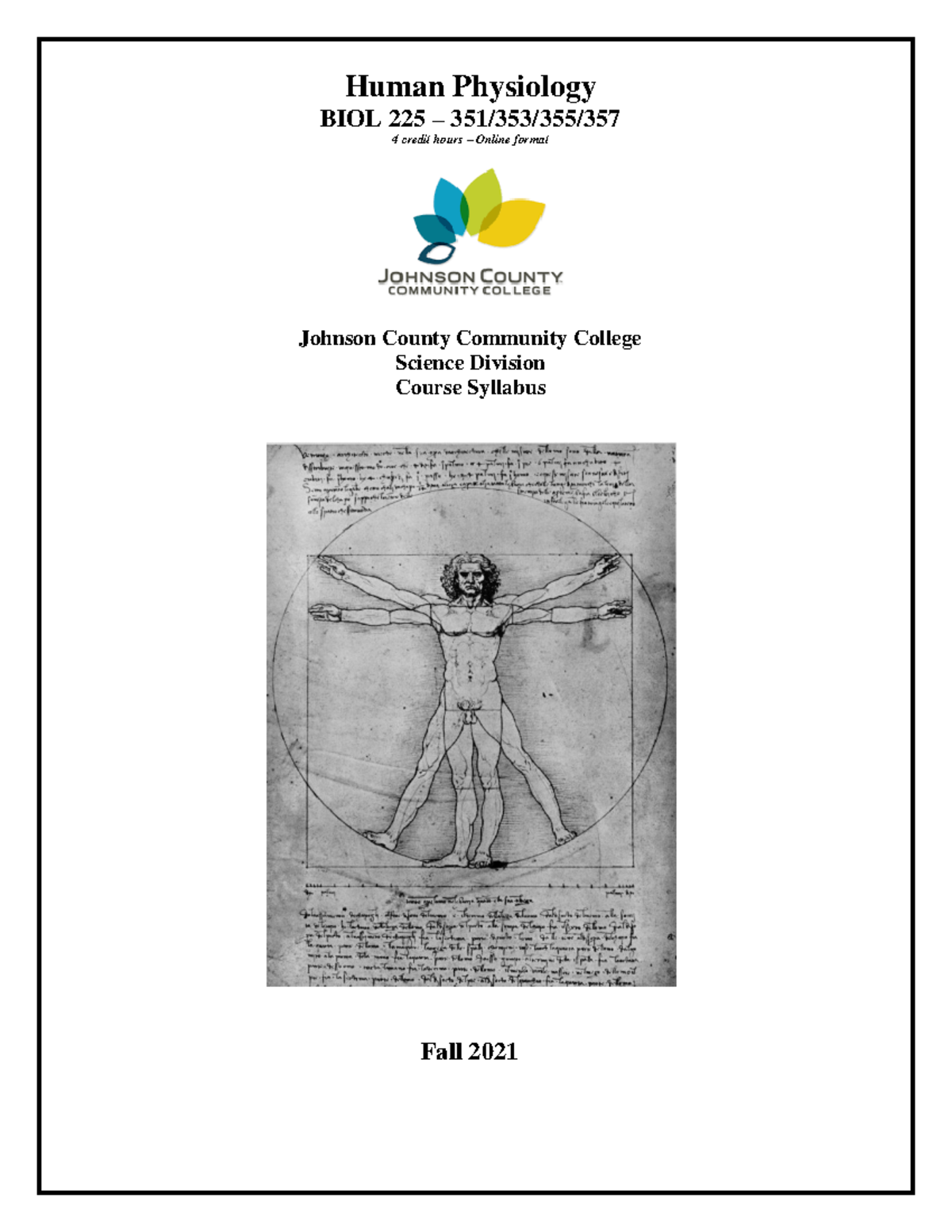 Syllabus Human Physiology - BIOL 225 - JCCC - Studocu