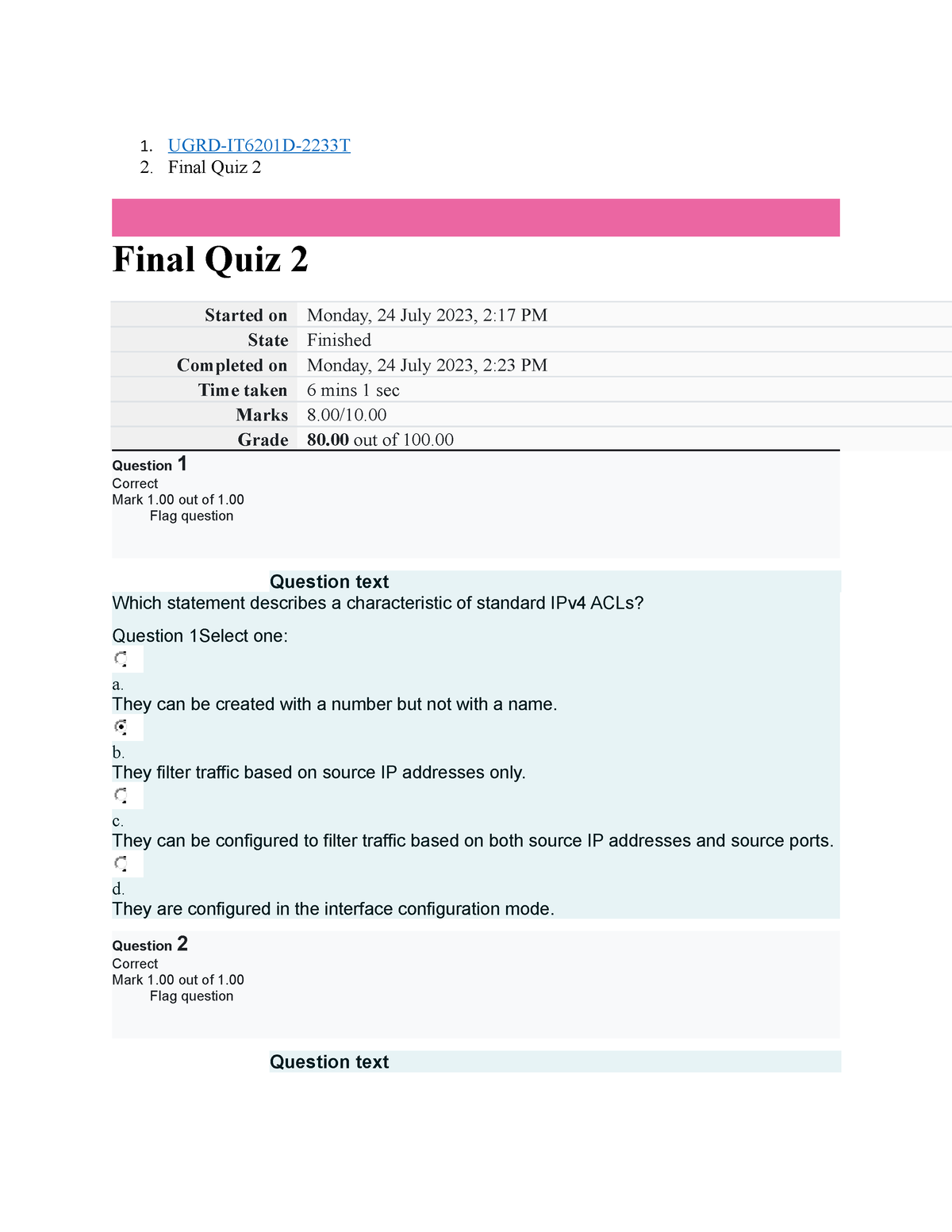 UGRD-IT6201D Data Communications And Networking 2 Final Quiz 2 - 1 ...