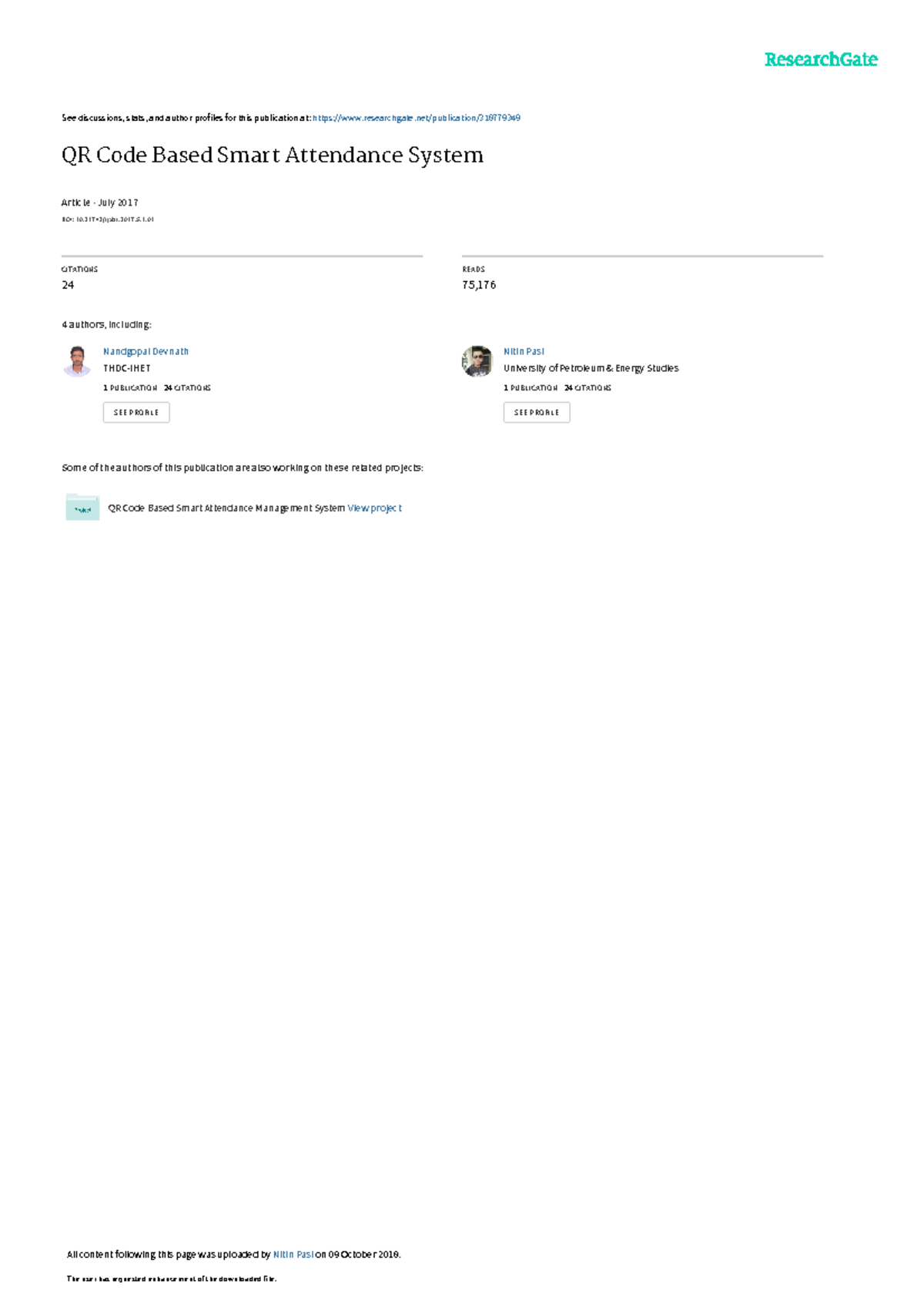 QR Code Based Smart Attendance System - See discussions, stats, and ...