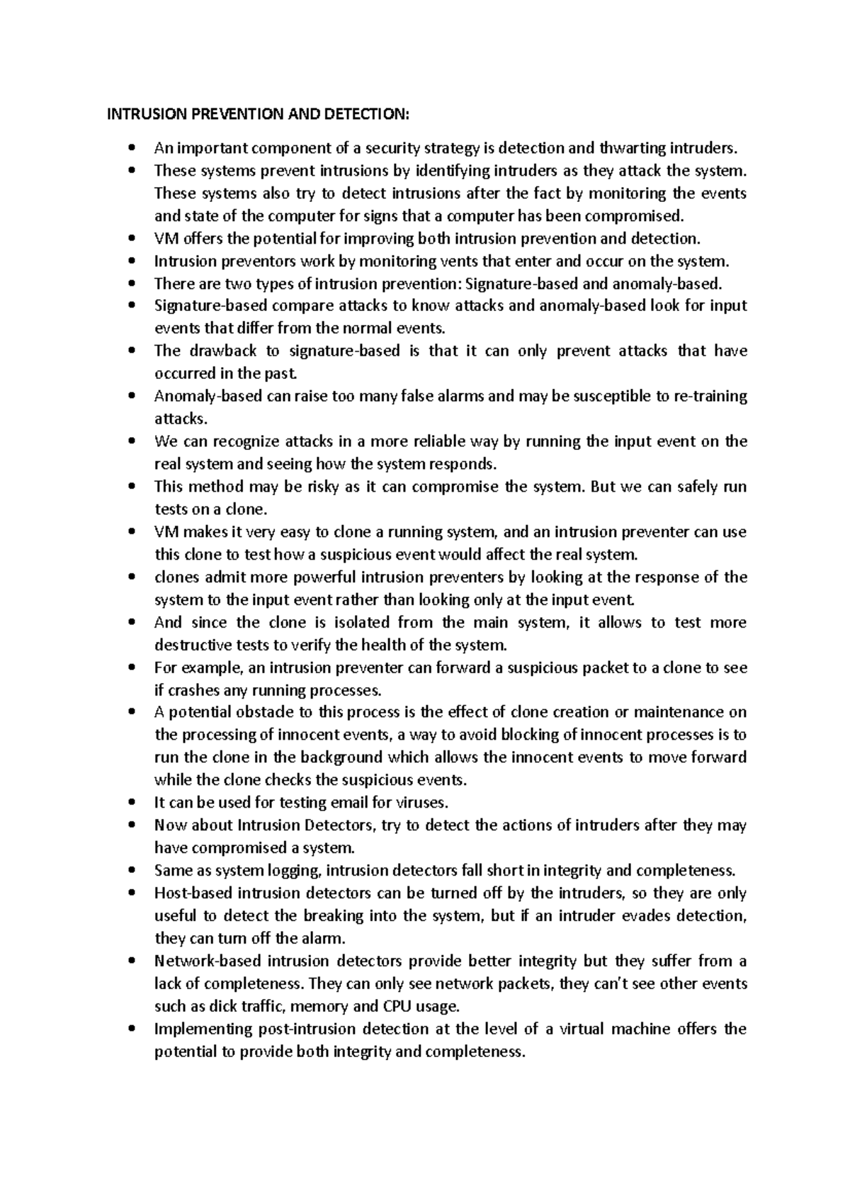 Notes PPT - INTRUSION PREVENTION AND DETECTION: An important component ...