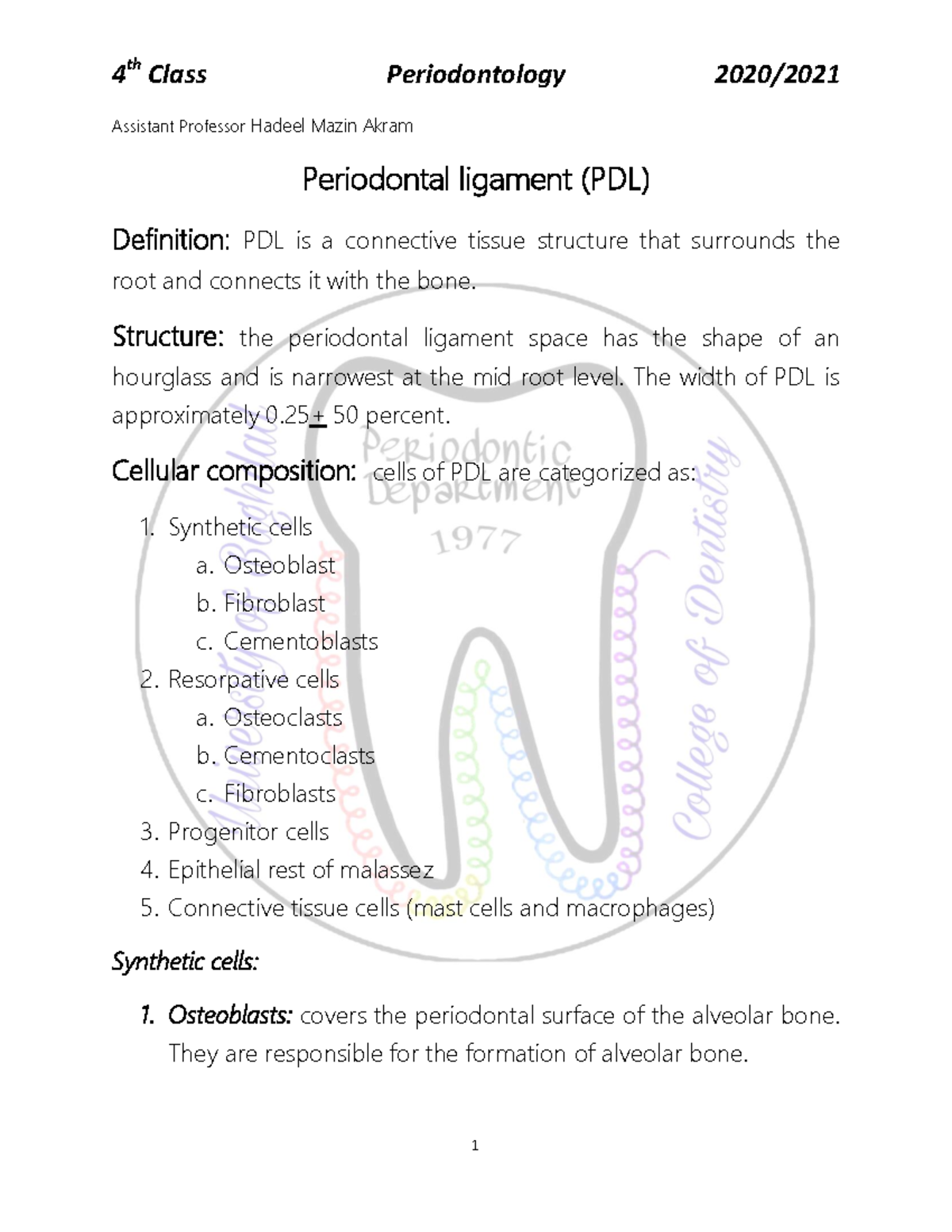 Perio lec2 Assistant Professor Hadeel Mazin Akram Periodontal