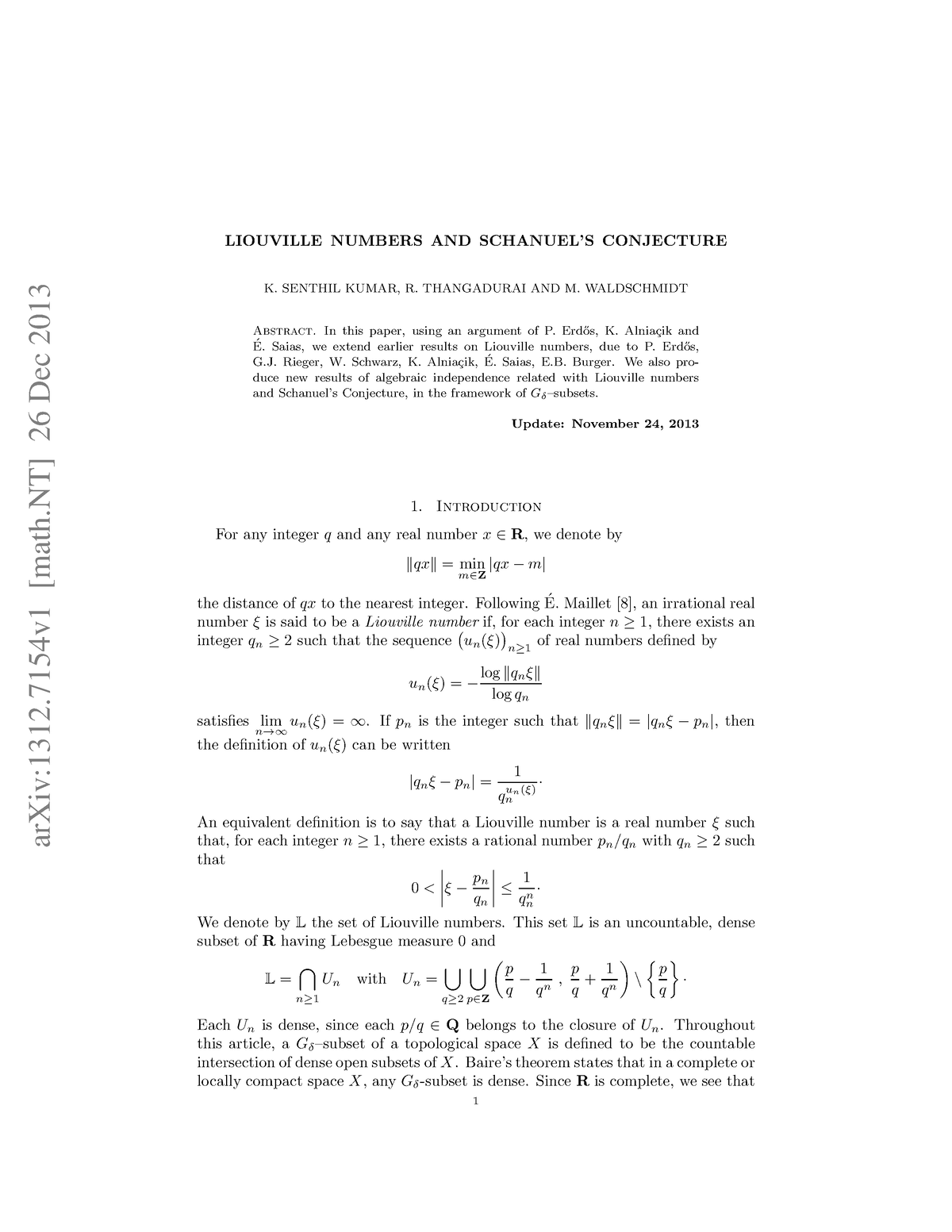 1312 - Cours - ArXiv:1312 [math] 26 Dec 2013 LIOUVILLE NUMBERS AND ...