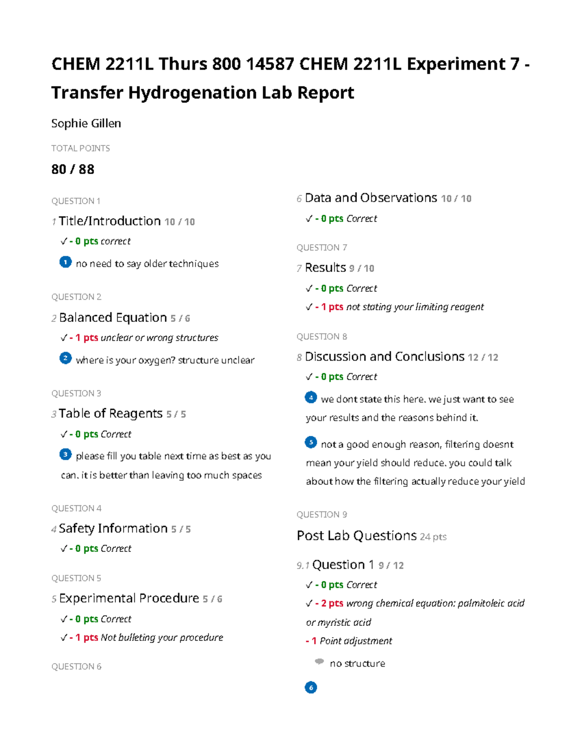 Exp 7 - Lab Report - CHEM 2211L Thurs 800 14587 CHEM 2211L Experiment 7 ...