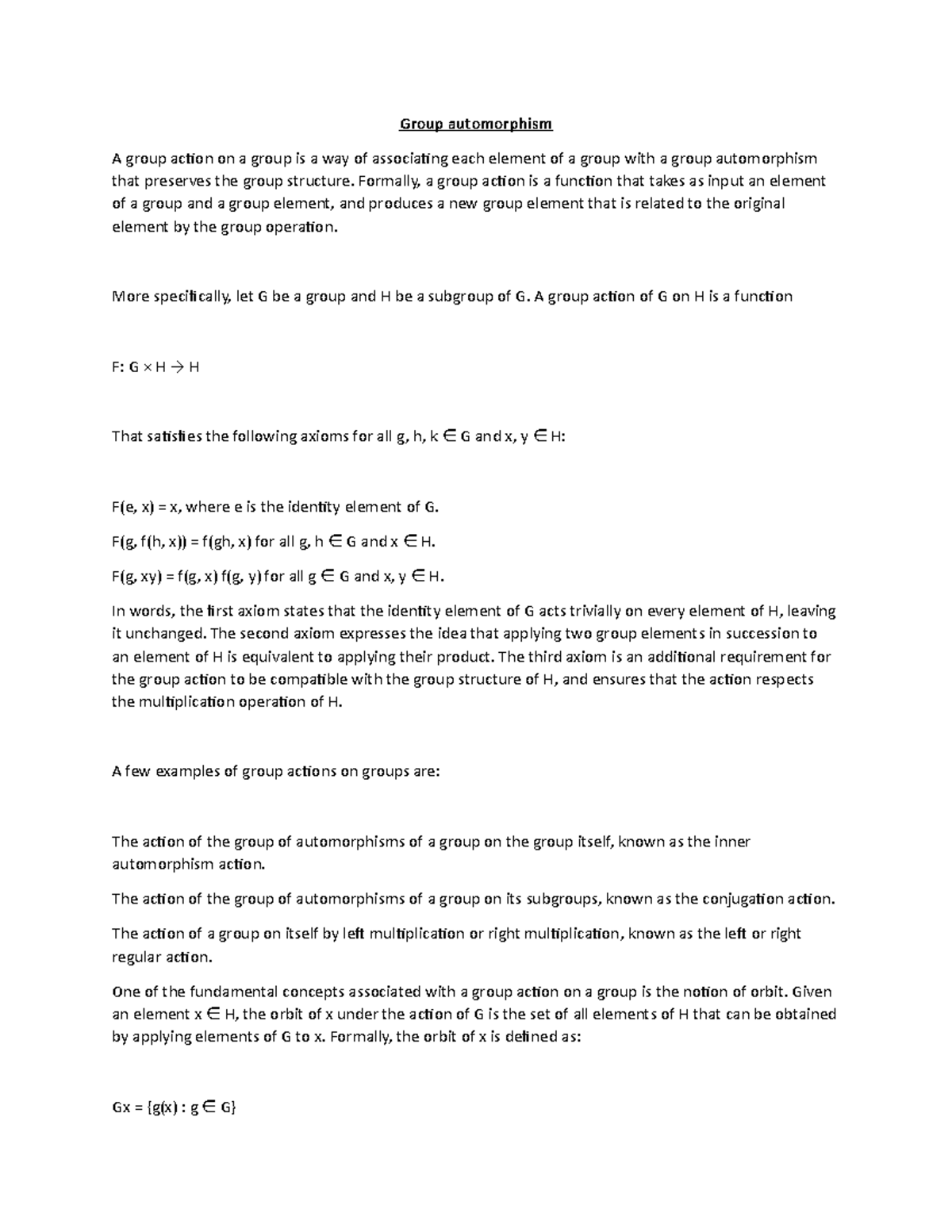 Group automorphism - Lecture notes concept in mathematics - A group ...