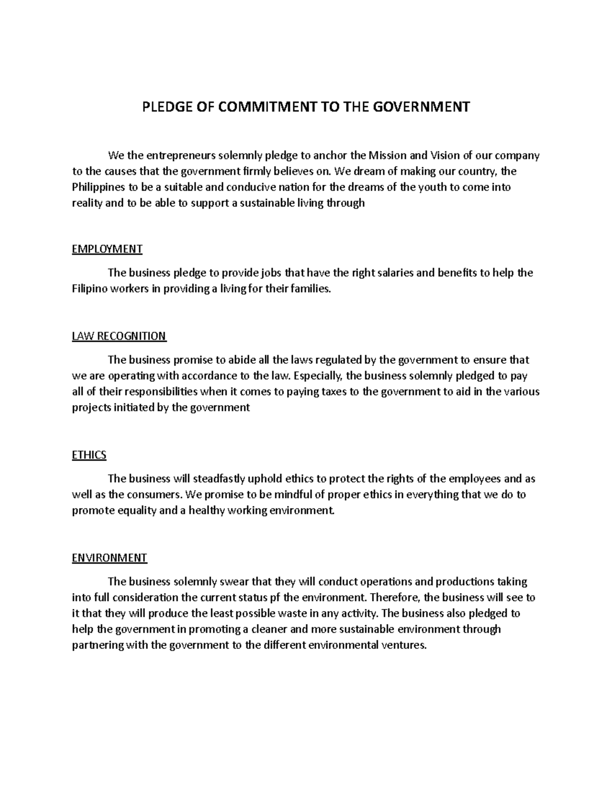 pledge-of-commitment-to-the-government-pledge-of-commitment-to-the