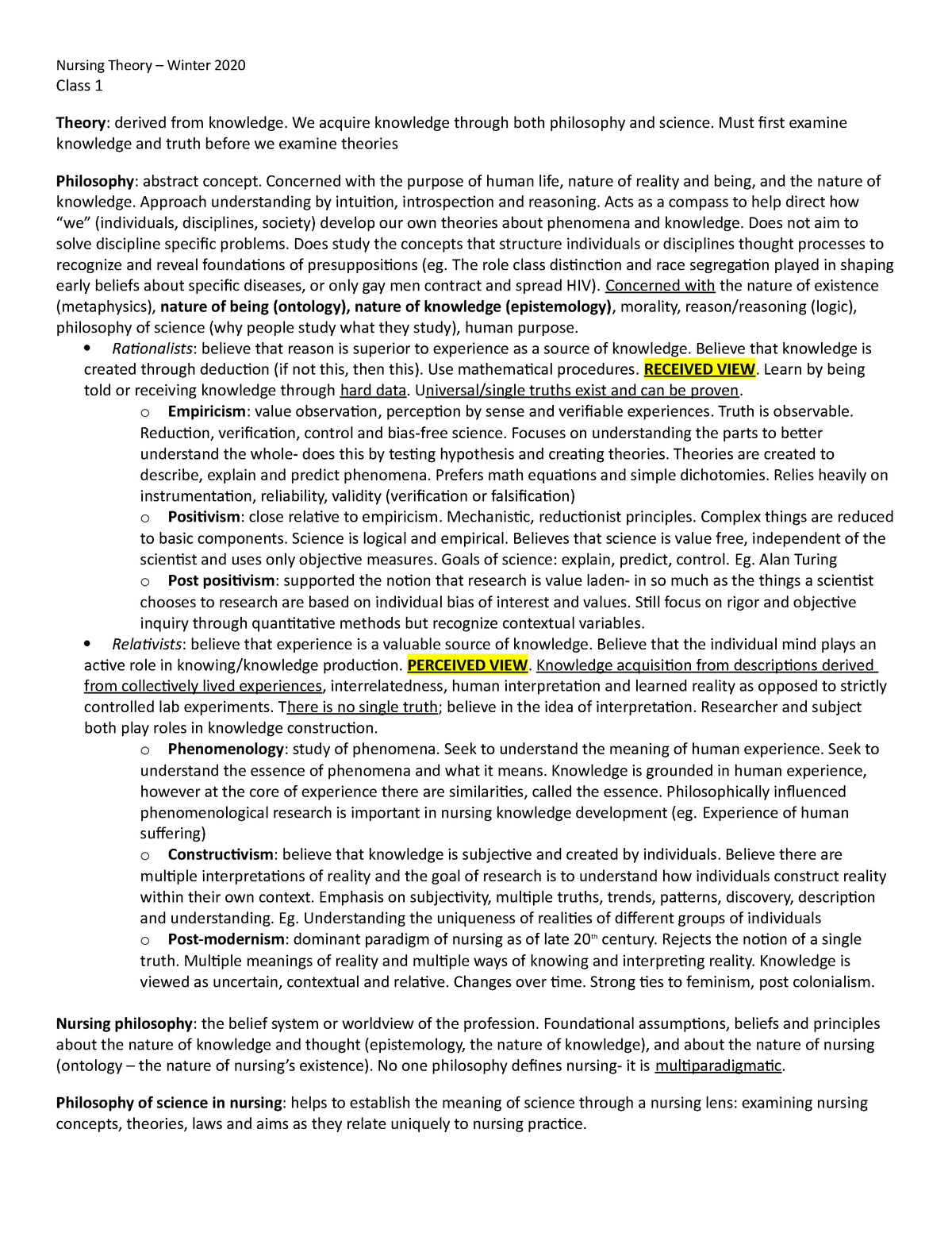 Nursing Theory Midterm Review Studocu