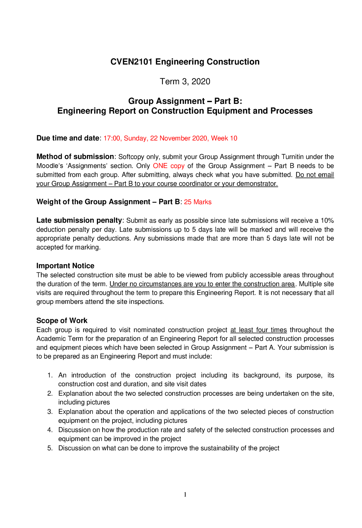 Group Assignment - Part B - 1 CVEN2101 Engineering Construction Term 3 ...