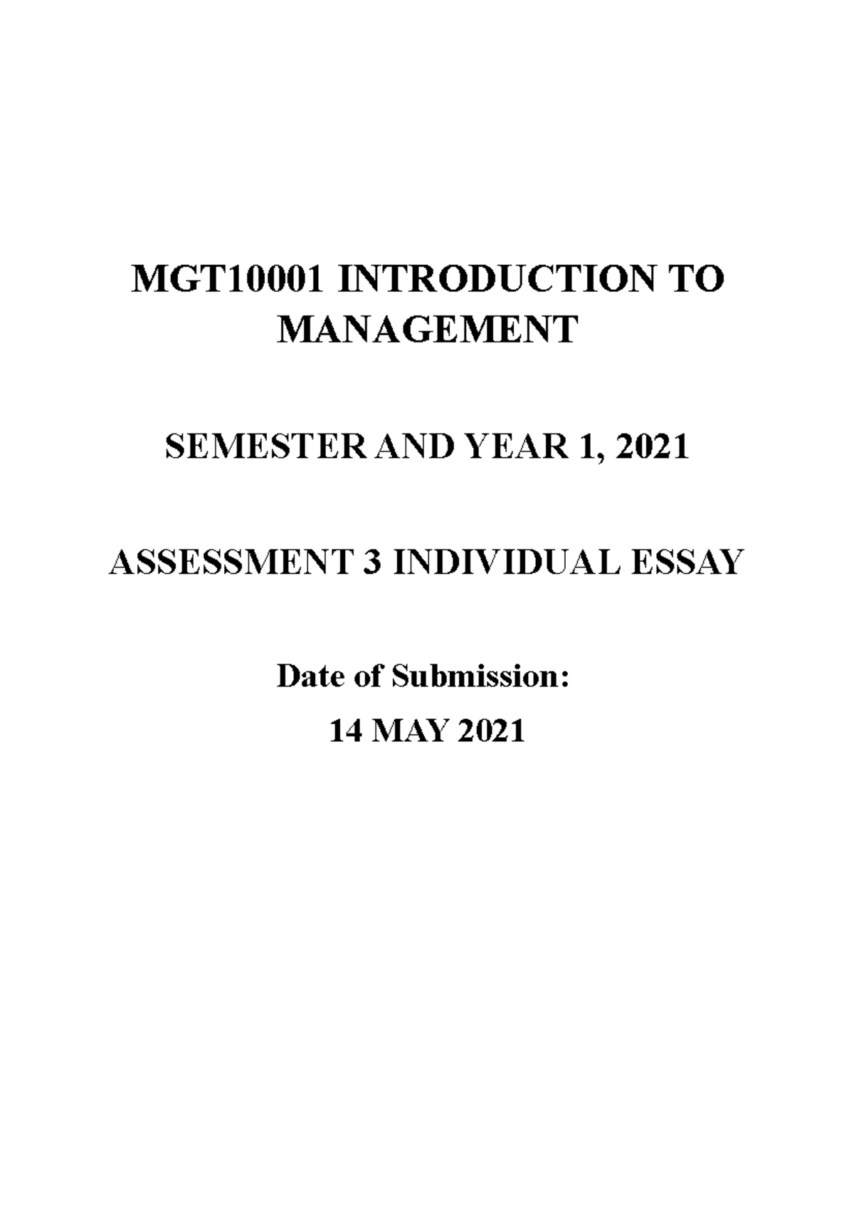 Mgt10001 Assignment Individual Essay Polc Mgt10001 Introduction To Mgt10001 Assignment Individual Essay Polc Mgt10001 Introduction To
