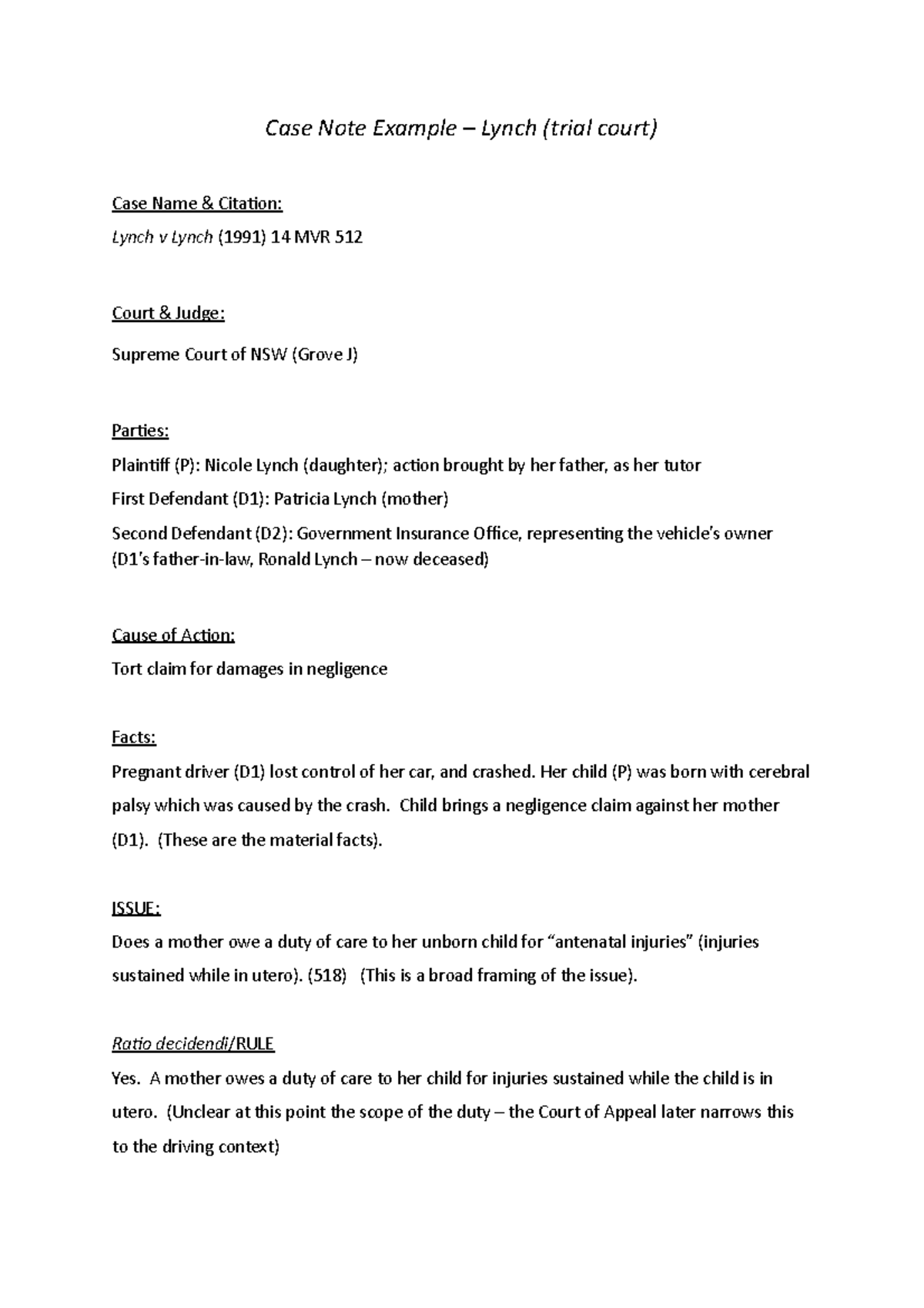 Case Note Form Lynch - Abcasdfasdf - Case Note Example – Lynch (trial ...