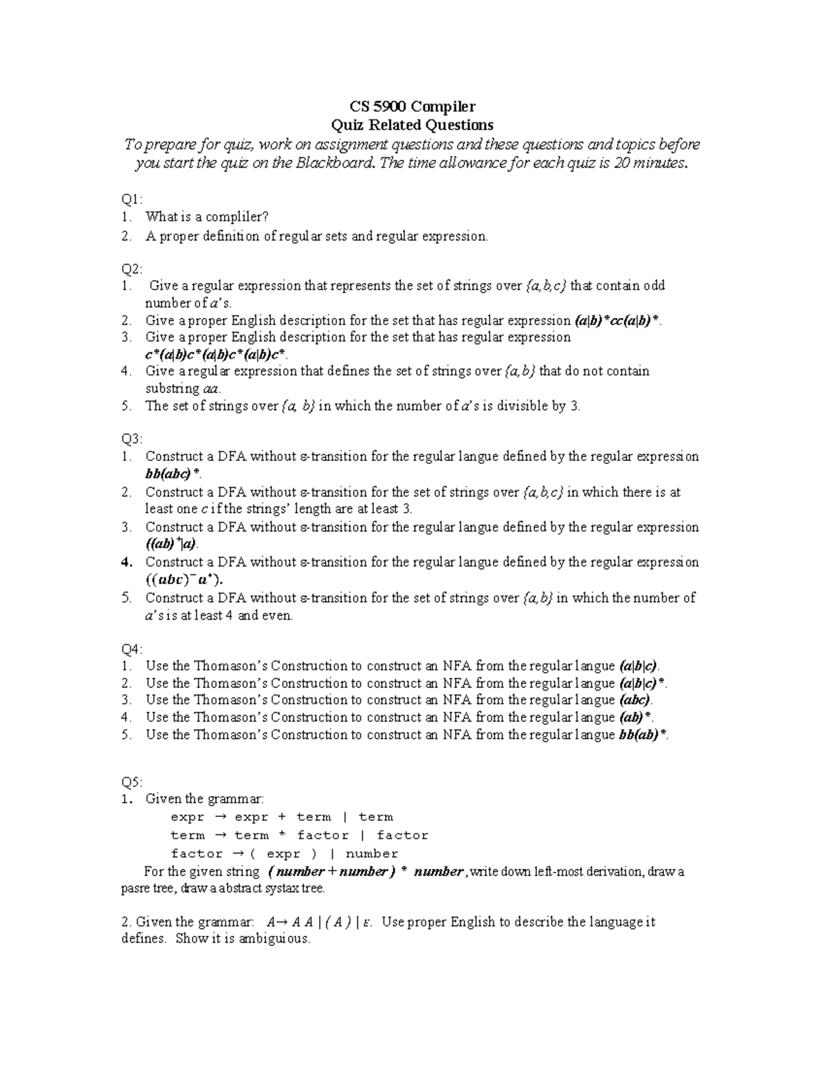 Quiz Related Questions