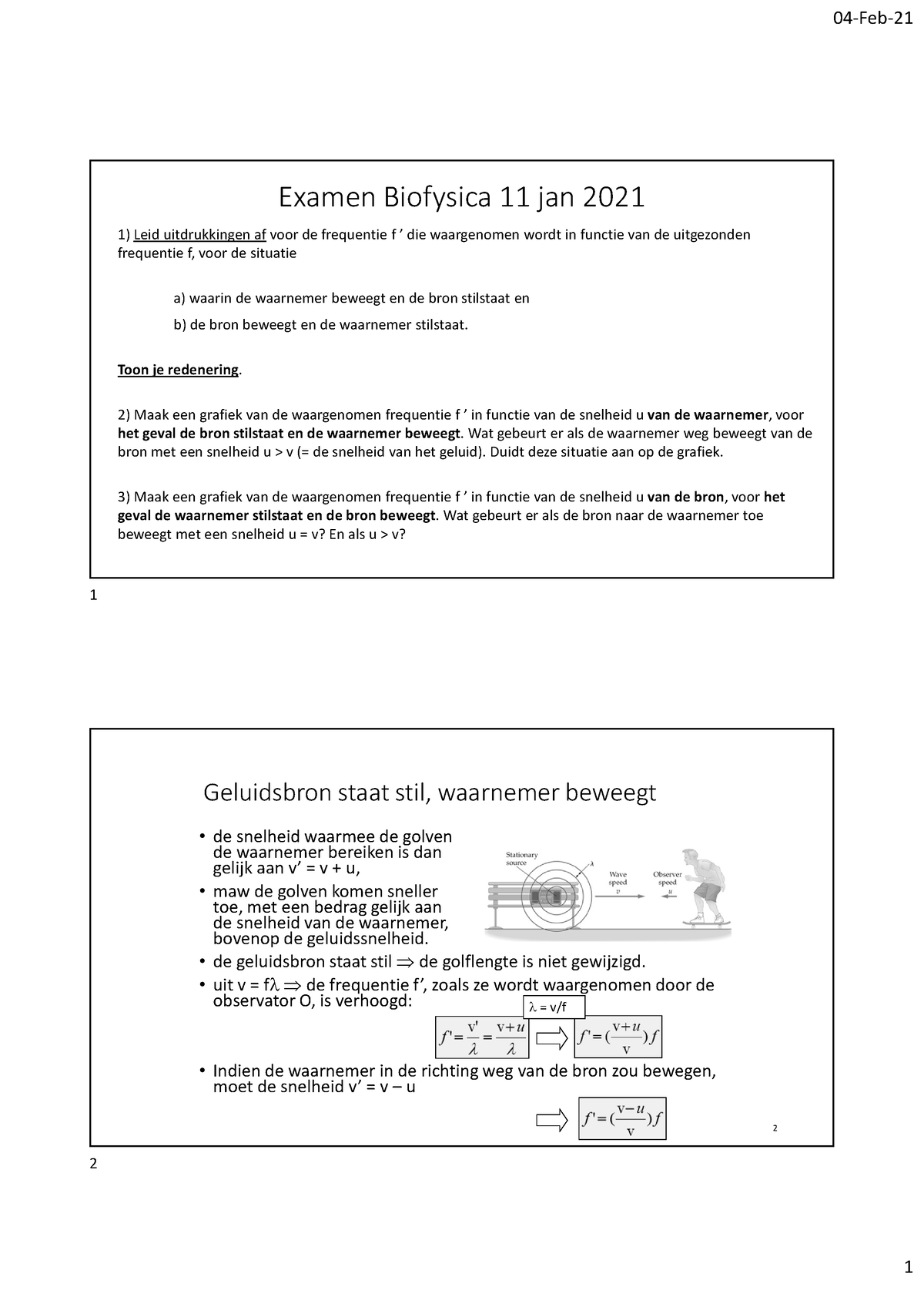 Oplossing Examen Biofysica 11012021 - Examen Biofysica 11 Jan 2021 1 ...