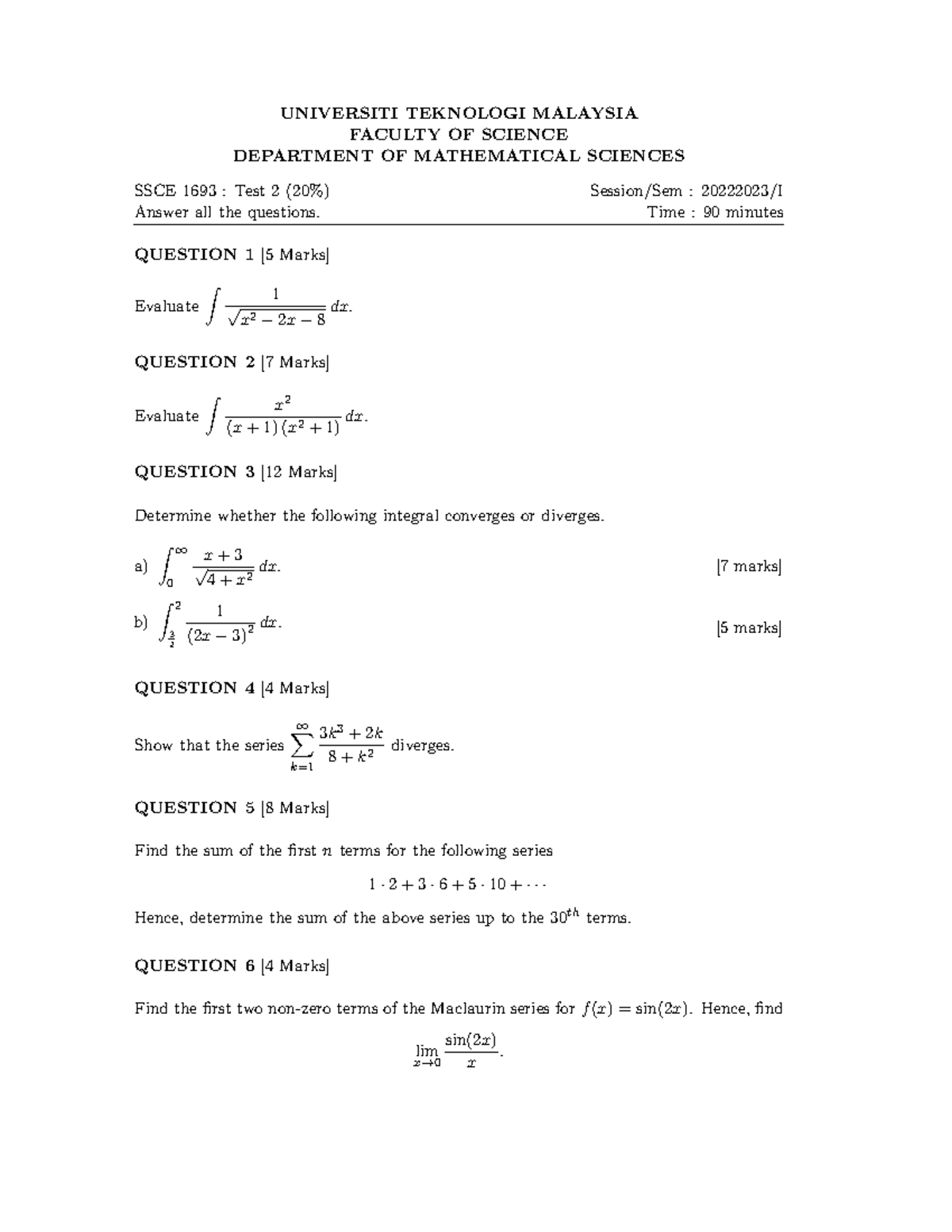 Sample Test 2 SSCE1693 202220231 - UNIVERSITI TEKNOLOGI MALAYSIA ...