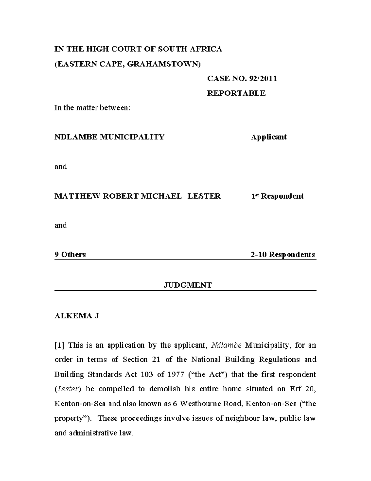 Ndlambe Municipality V Lester Lpy41yo UJ StuDocu