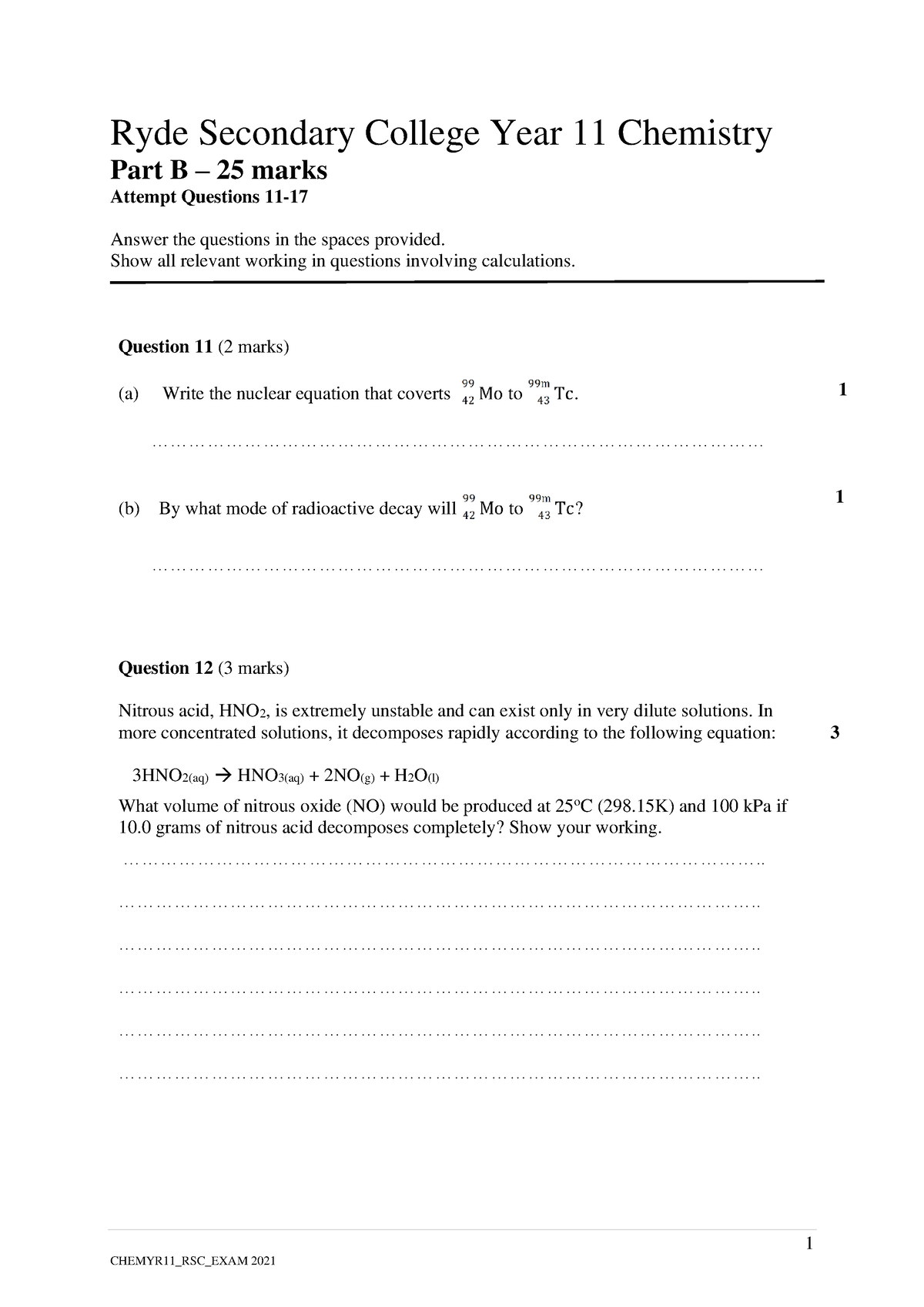 11th chemistry assignment answers 2021