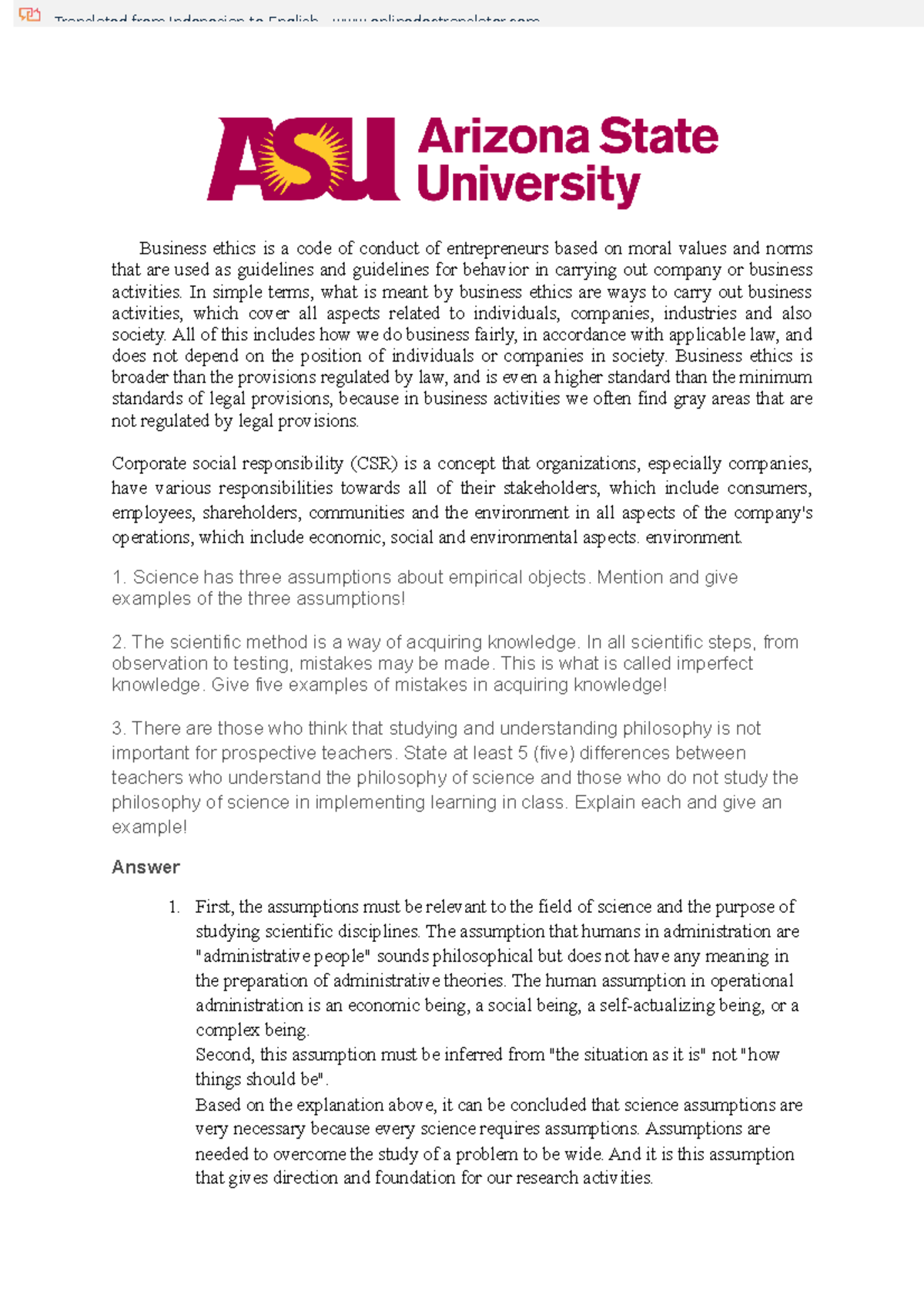 Coursework Notes 7 - MATERIAL ECONOMIC STUDY - Business ethics is a ...