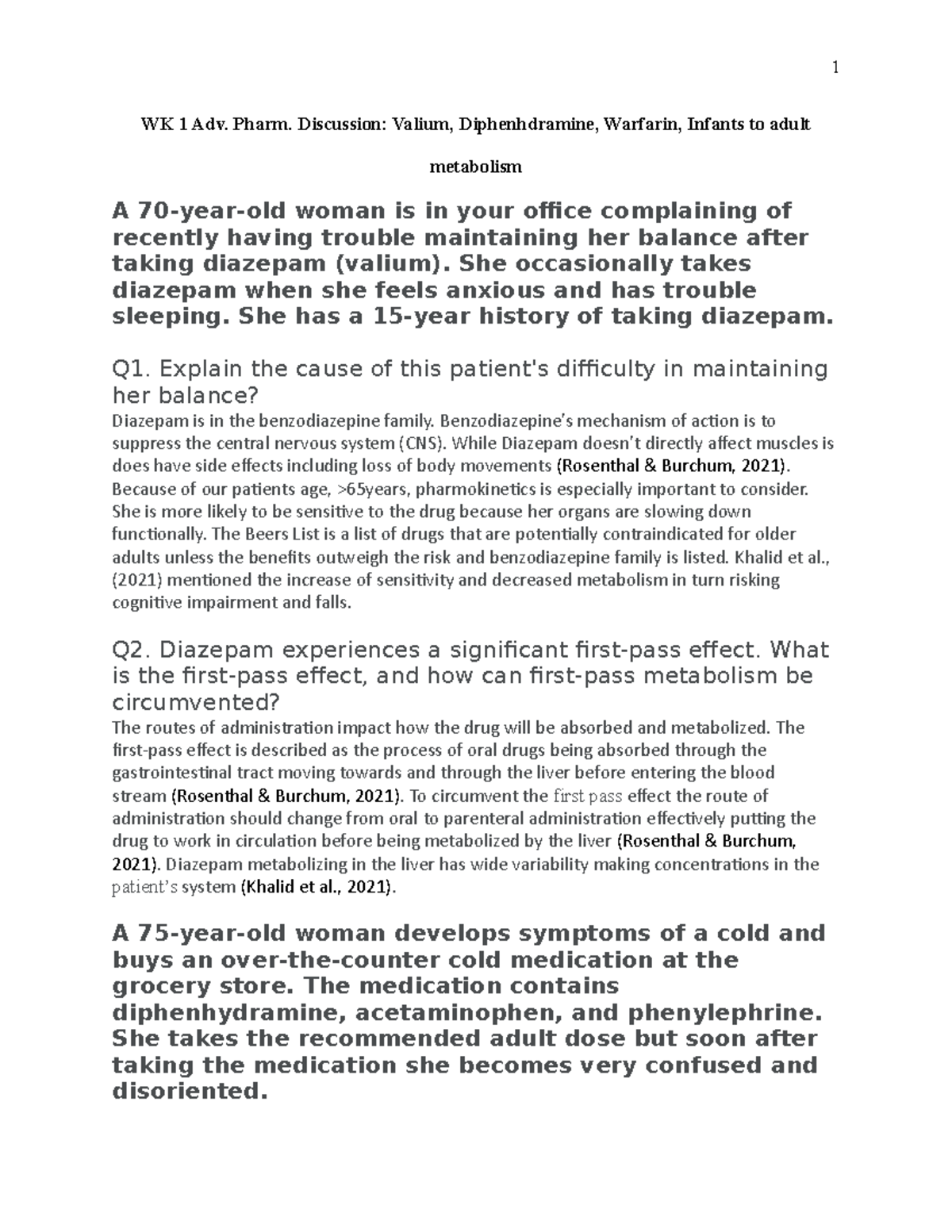 WK 1 Adv Pharm Discussion Questions - WK 1 Adv. Pharm. Discussion ...