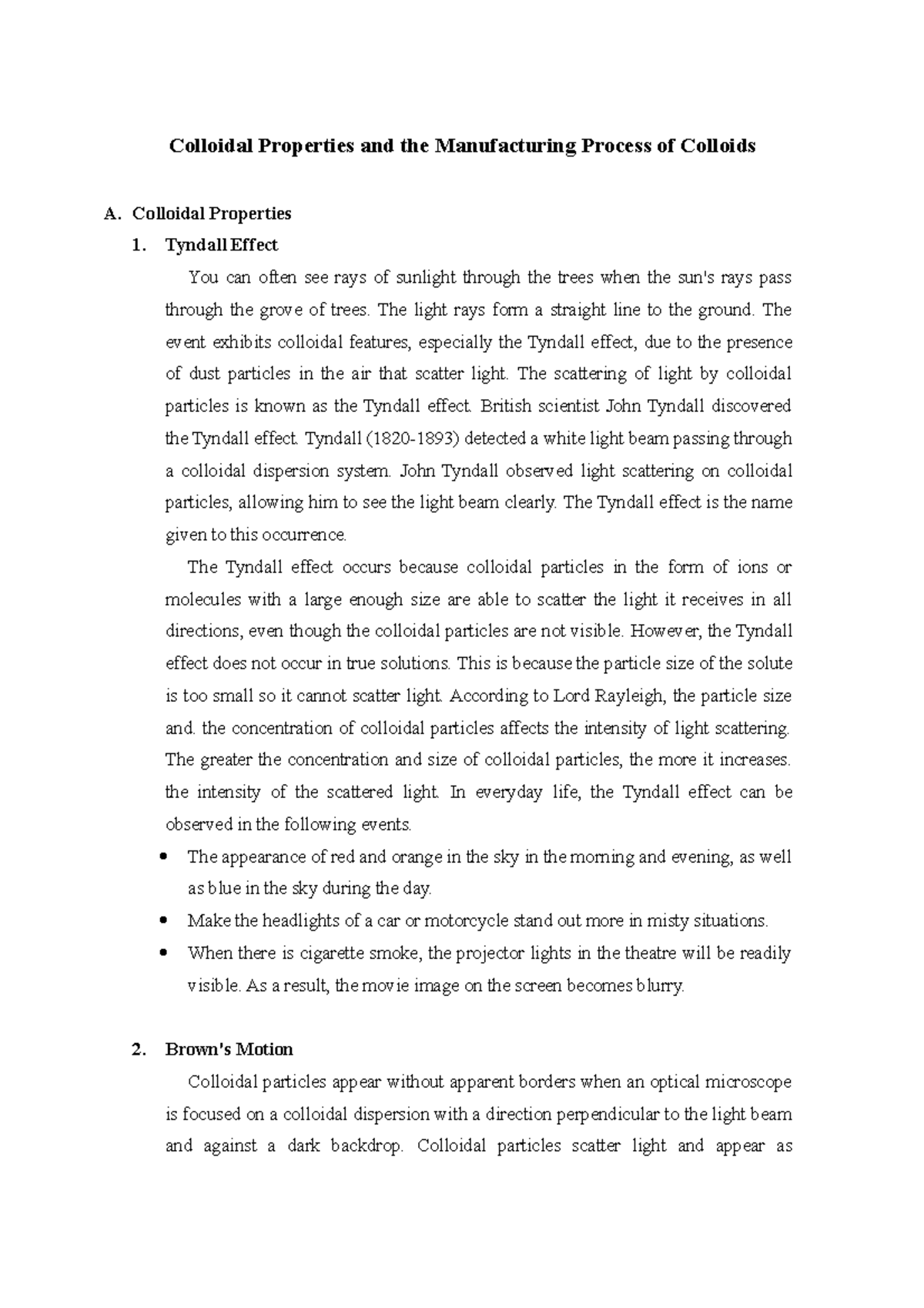 Colloidal Properties and the Manufacturing Process of Colloids ...