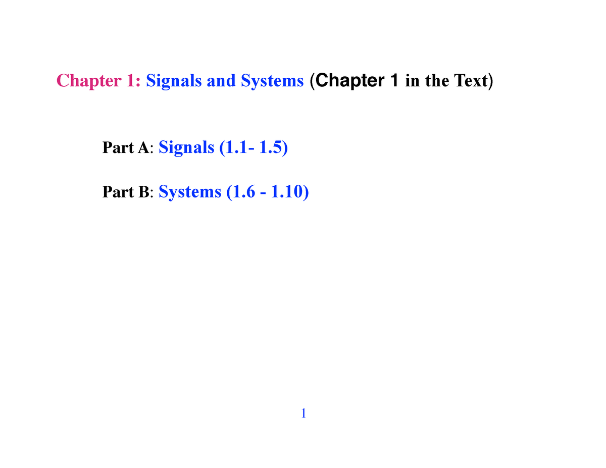 Chapter 1-part B-022 - Notes - Chapter 1: Signals And Systems (Chapter ...