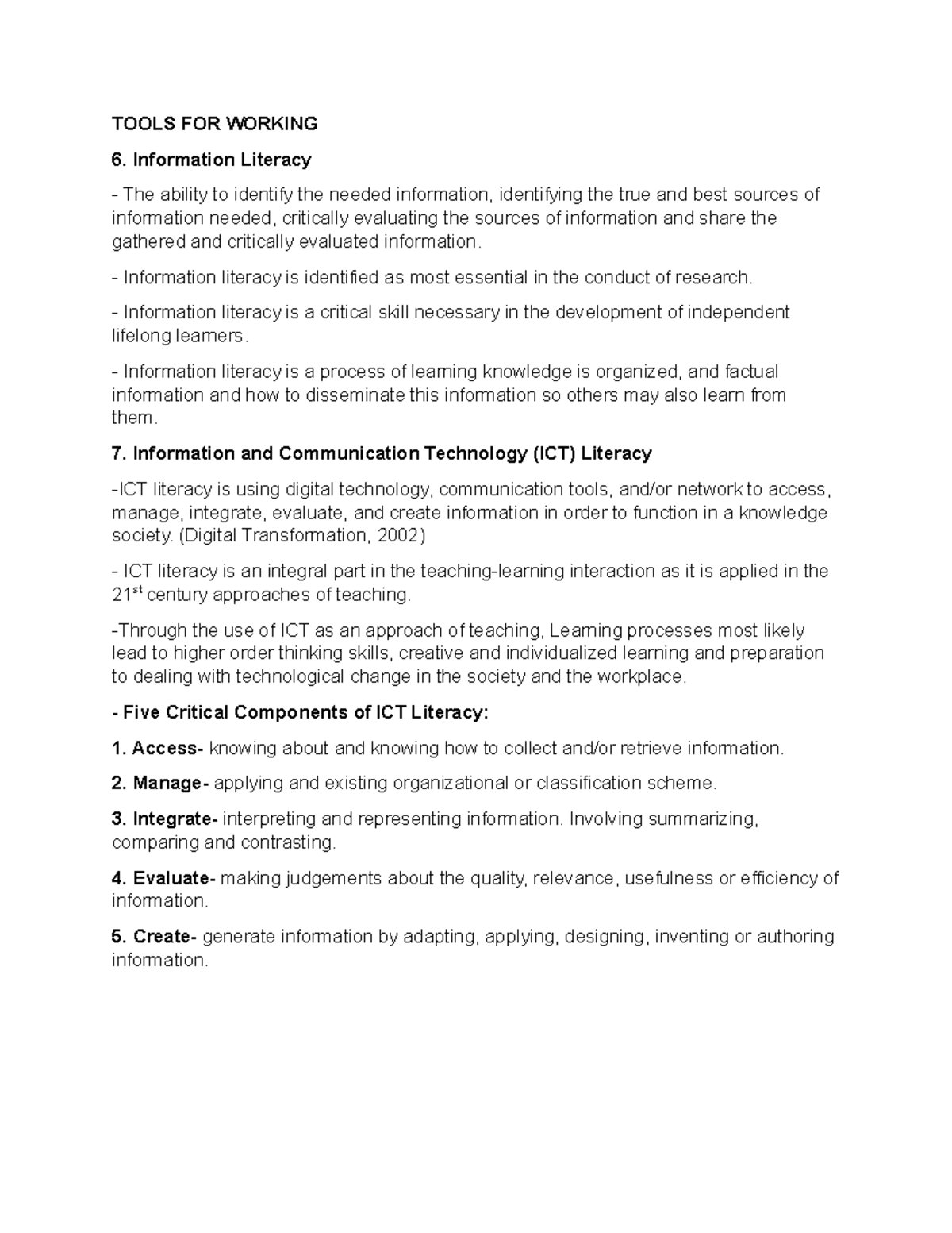 Tools FOR Working - need this as a notes - TOOLS FOR WORKING ...