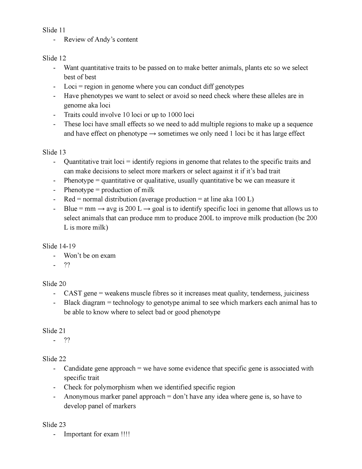 Mbg 2400 Lecture 1 Slide 11 Review Of Andys Content Slide 12 Want Quantitative Traits To 0743