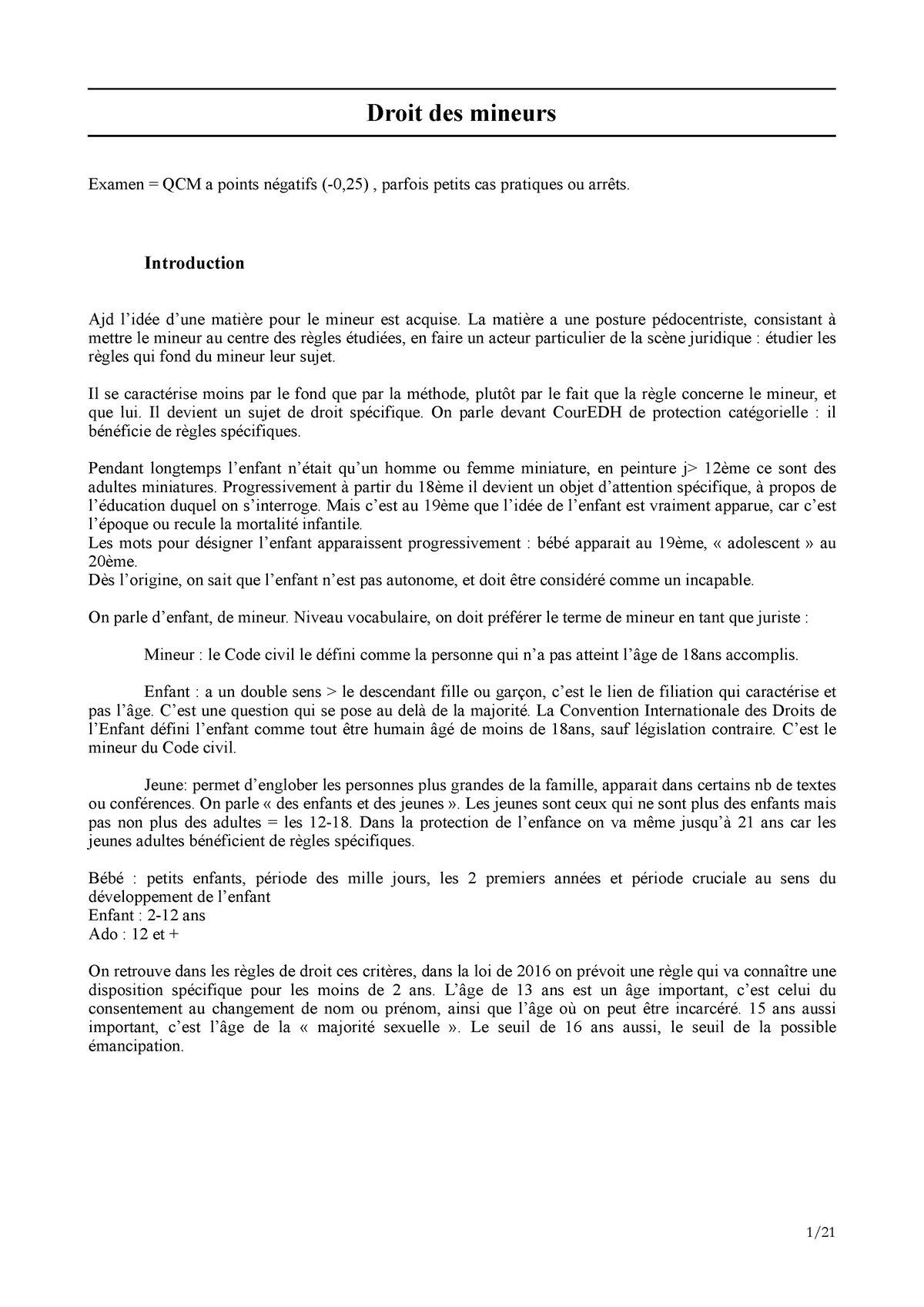 dissertation droit des mineurs