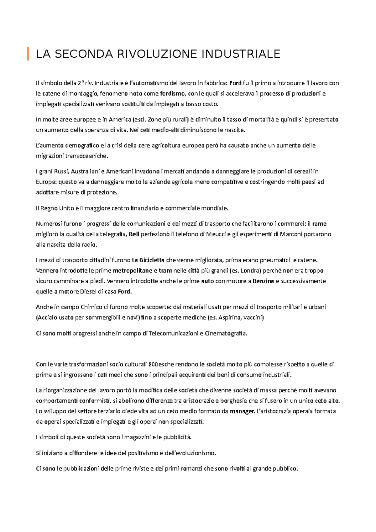 LA Seconda Rivoluzione Industriale - LA SECONDA RIVOLUZIONE INDUSTRIALE ...