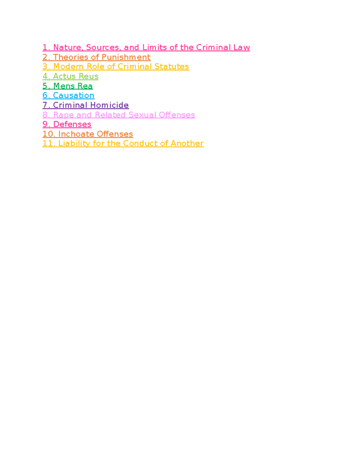 Criminal Law Outline - 1. Nature, Sources, and Limits of the Criminal ...