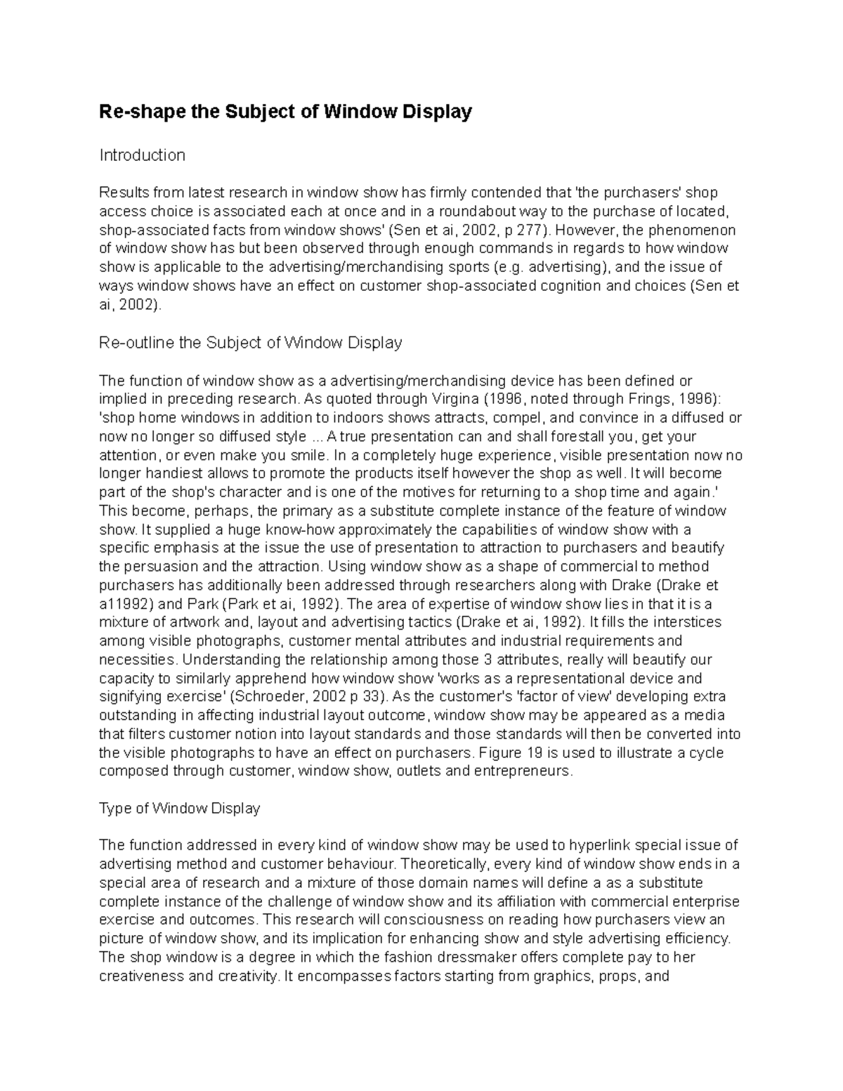 Re-shape the Subject of Window Display - the Subject of Window Display ...