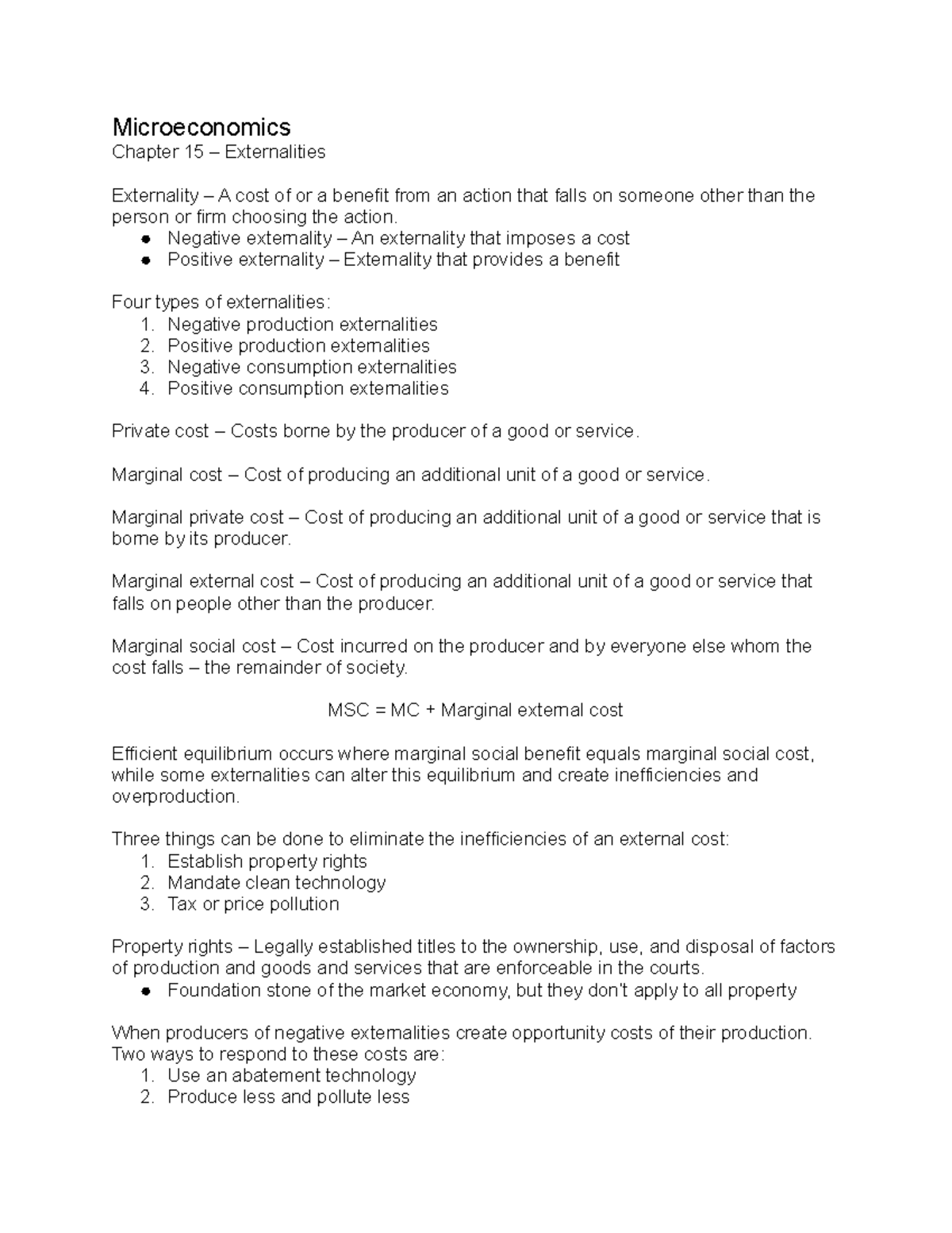 Microeconomics Chp 15 - Notes From Chapter 15 - Microeconomics Chapter ...