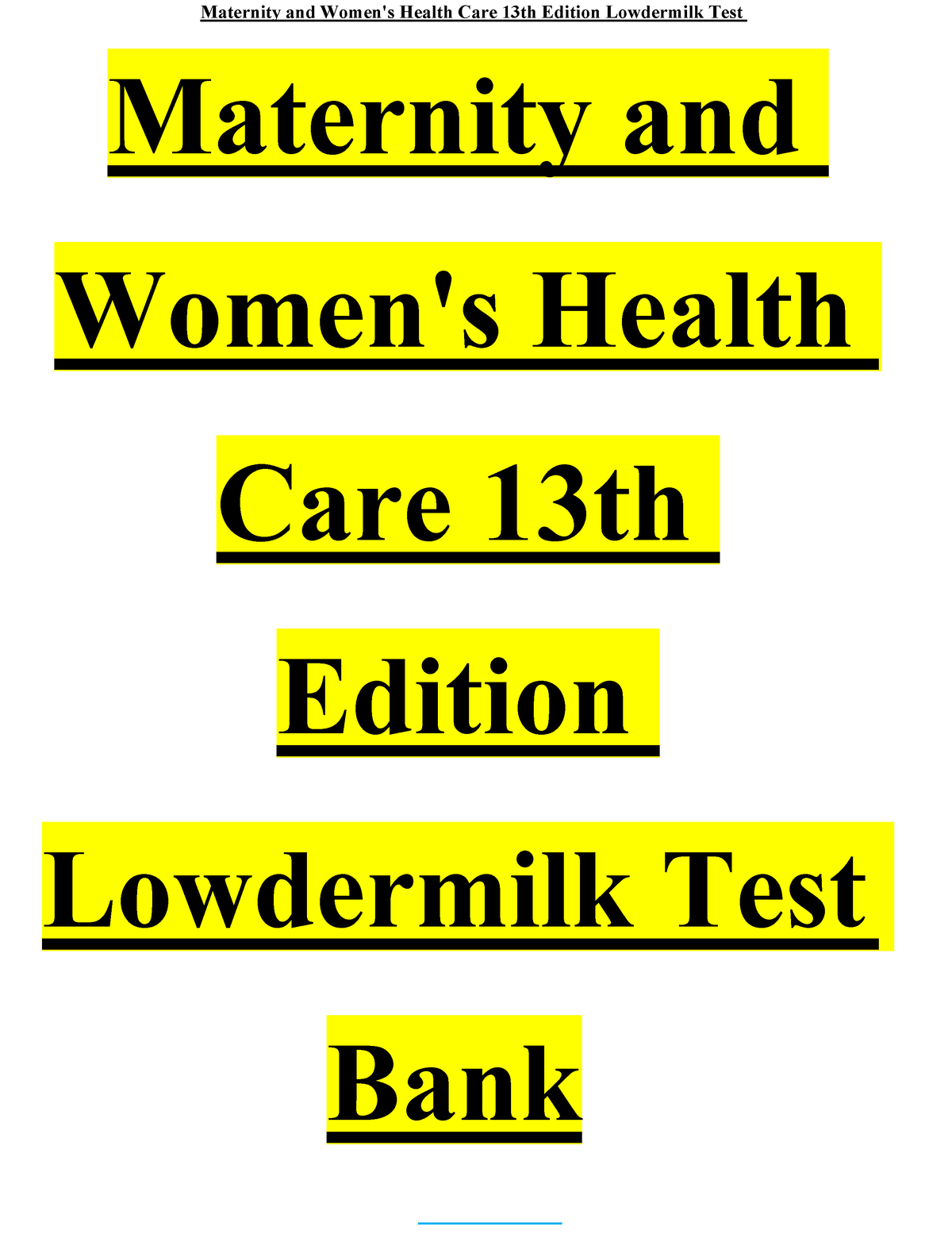 Maternity and Women's Health Care (Maternity & Women's Health Care